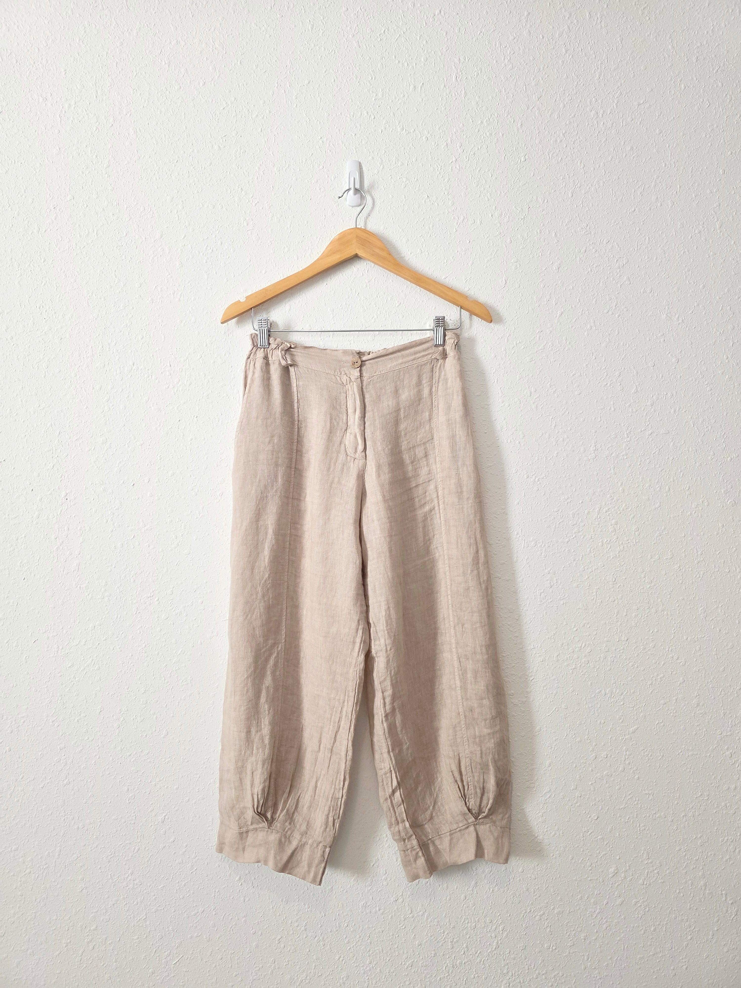 Neutral Relaxed Linen Pants (S)