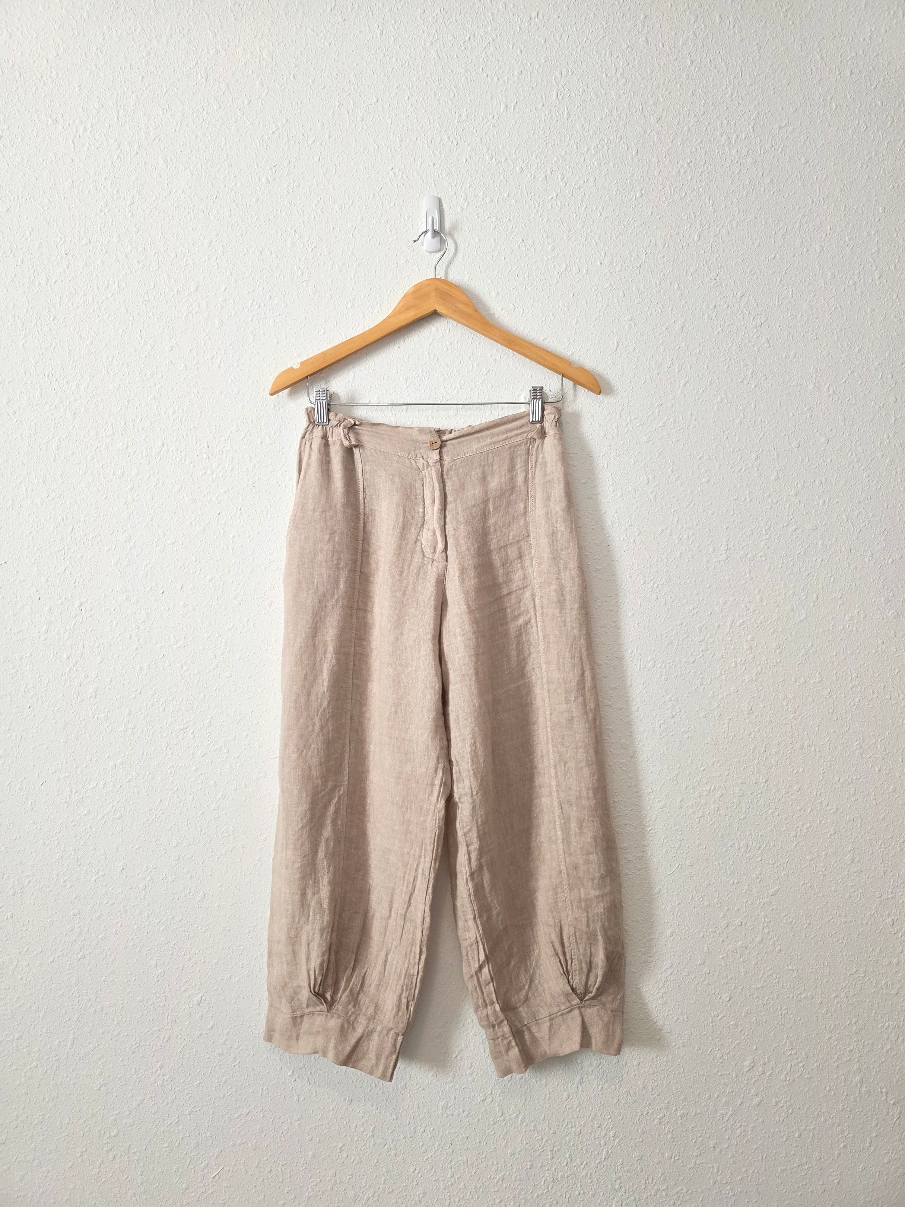 Neutral Relaxed Linen Pants (S)