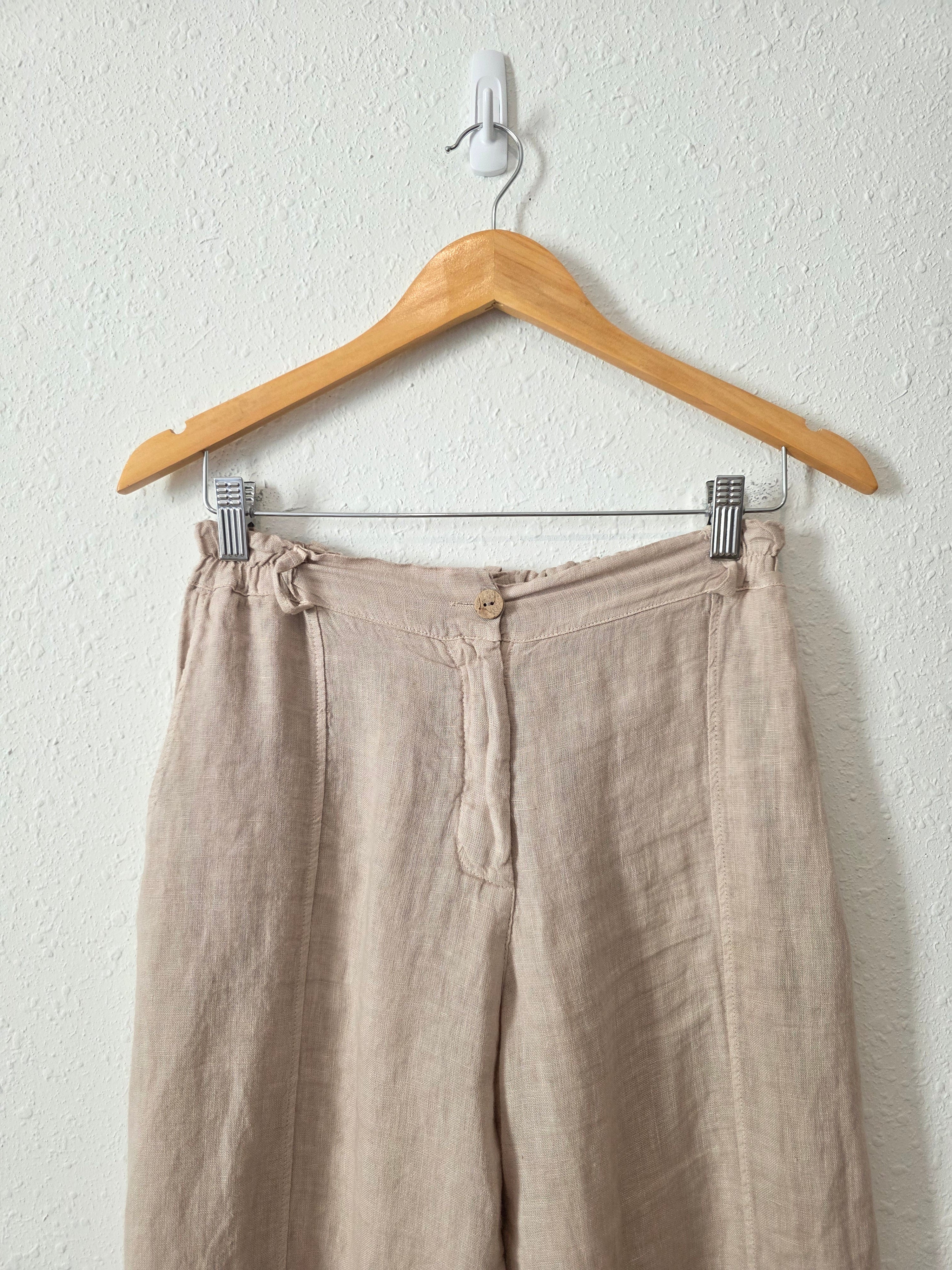 Neutral Relaxed Linen Pants (S)