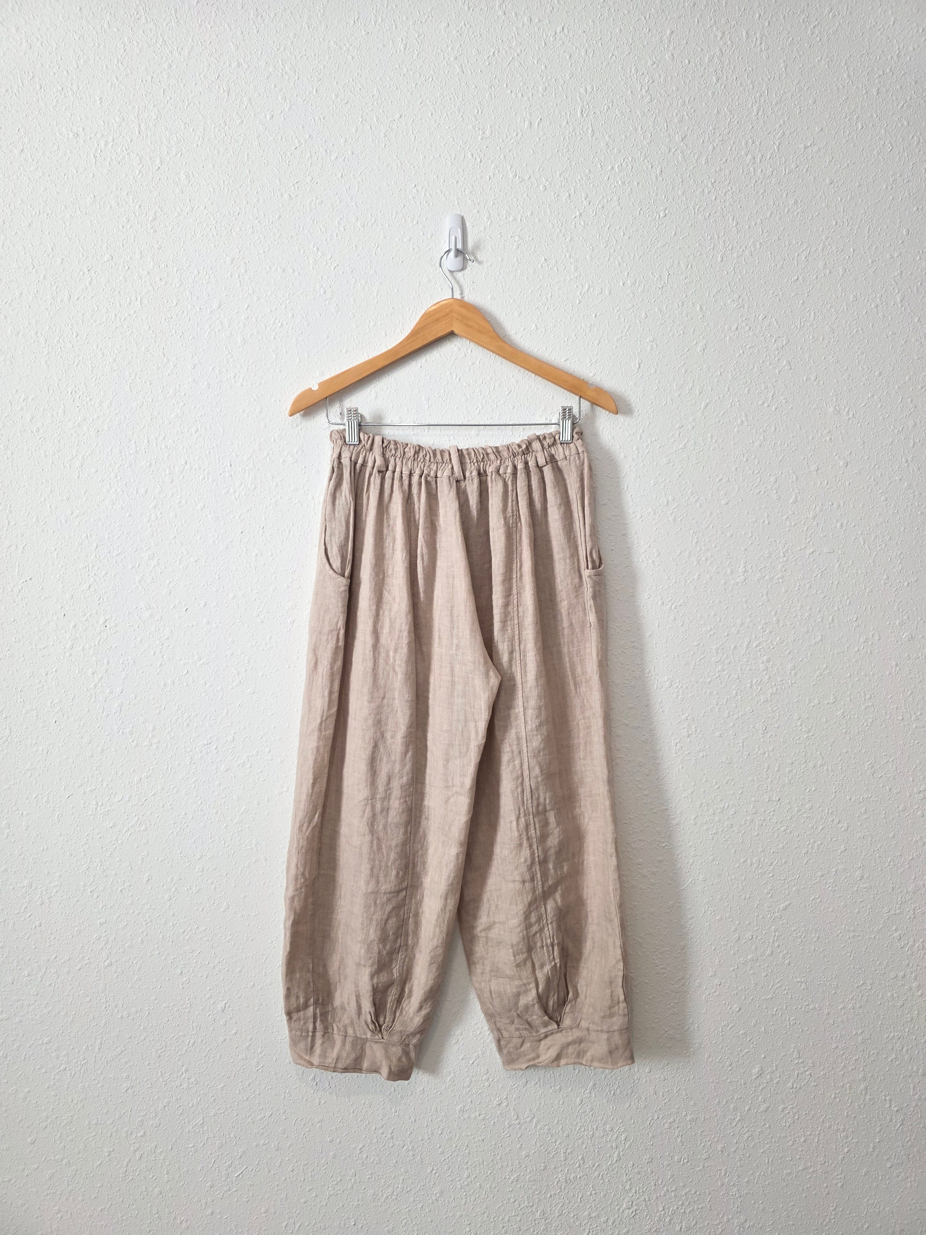 Neutral Relaxed Linen Pants (S)