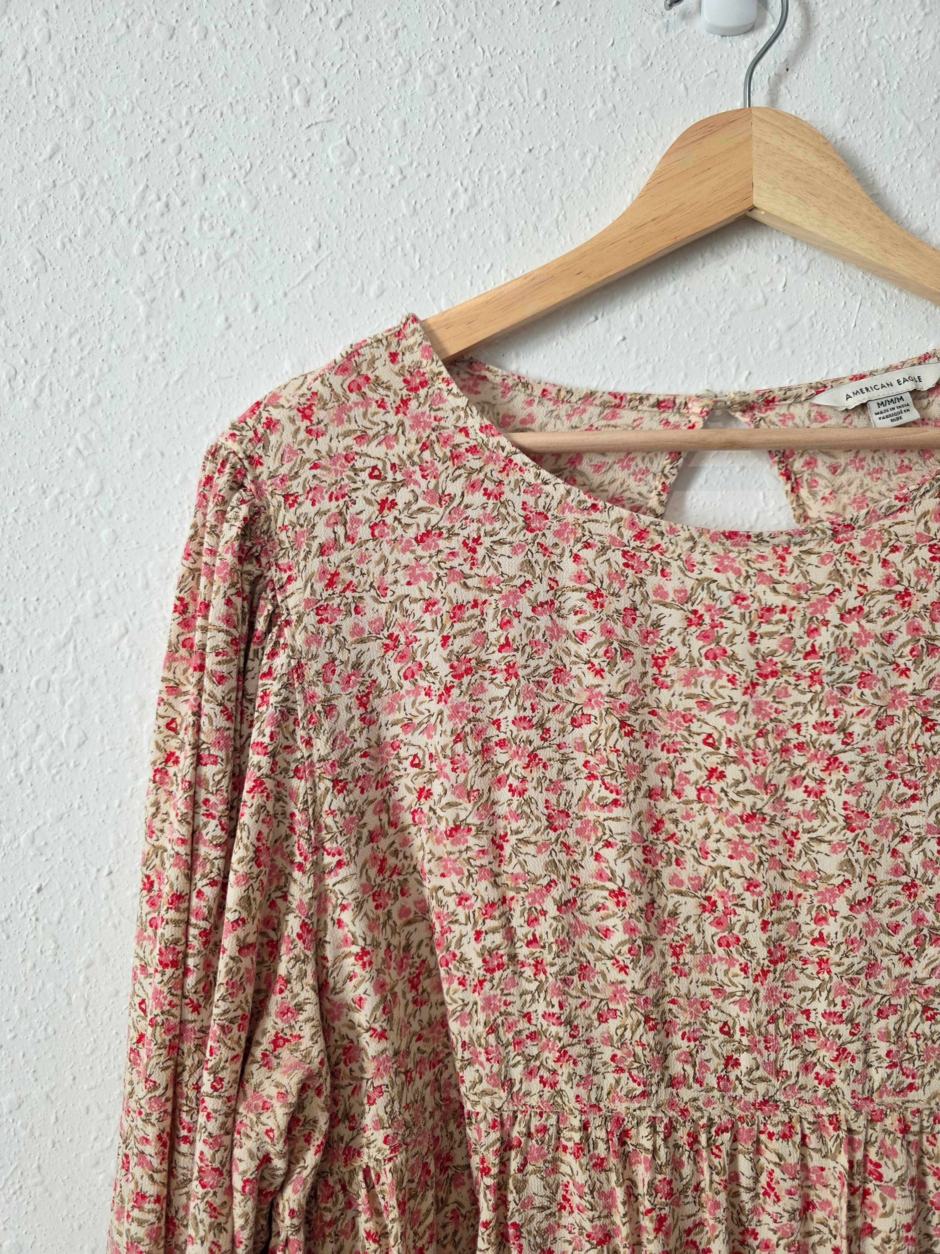 Colorful Floral Babydoll Top (M)
