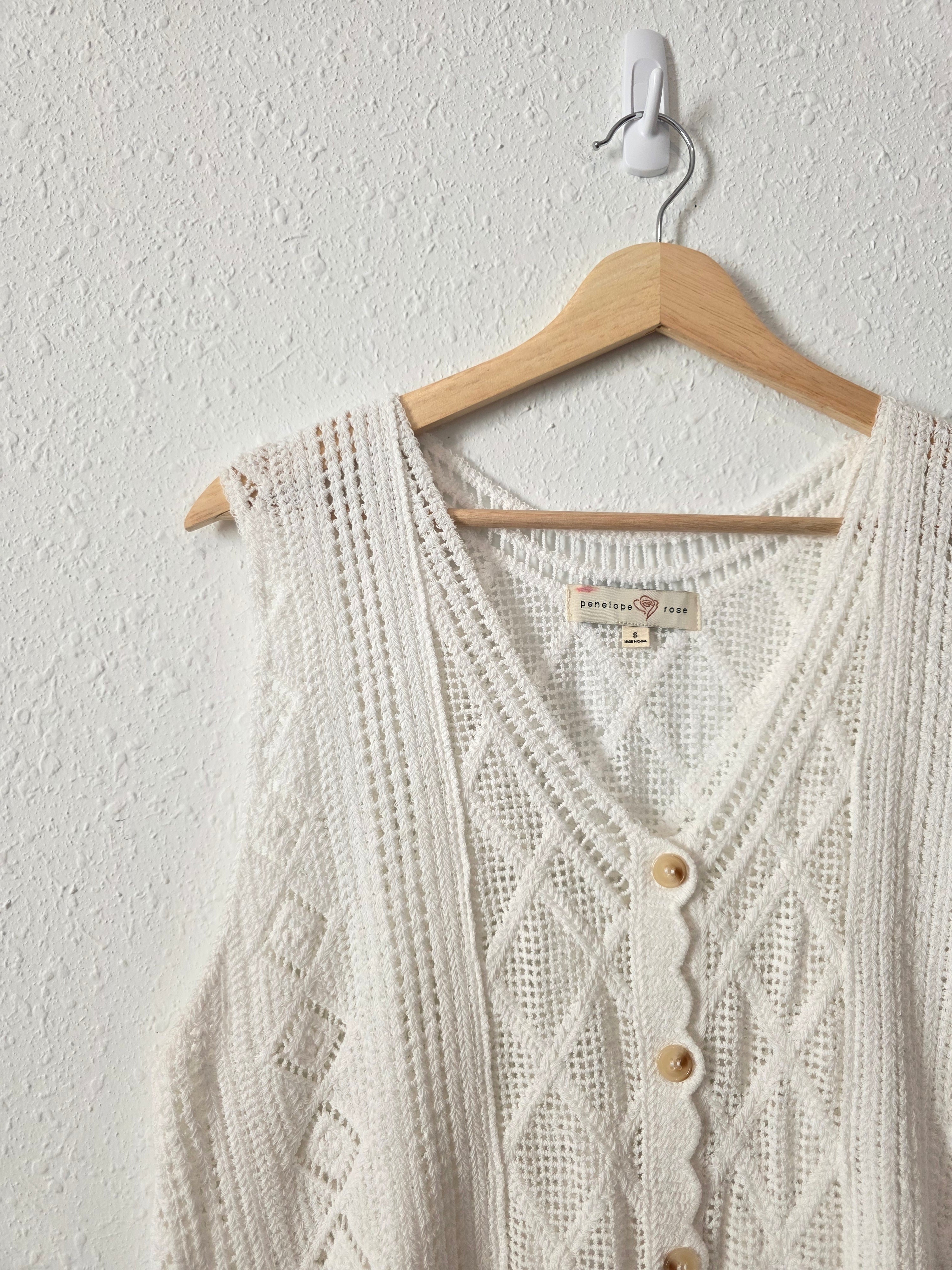 Crochet Knit Cotton Tank (S)