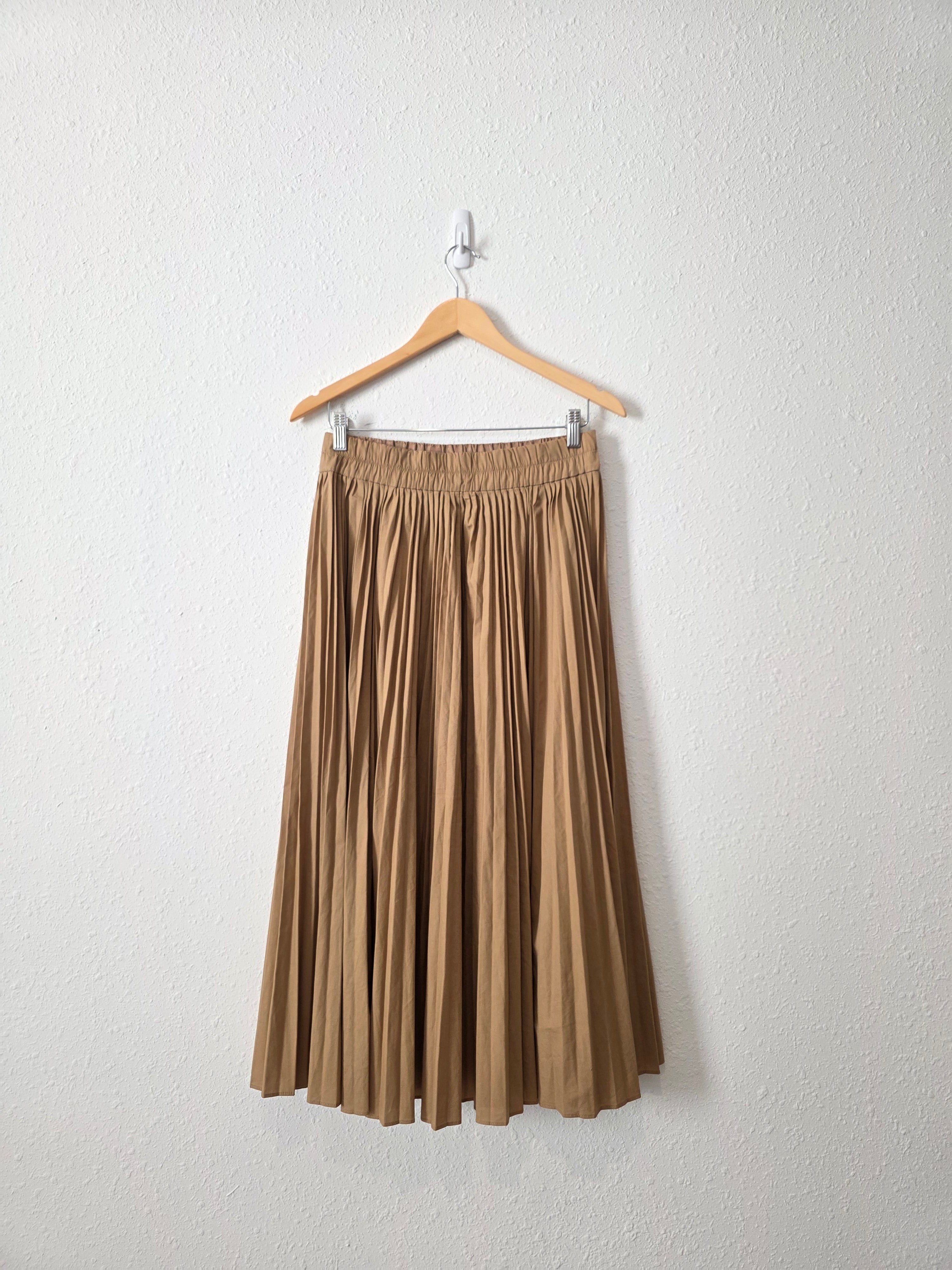 J.Crew Brown Pleated Midi Skirt (S)