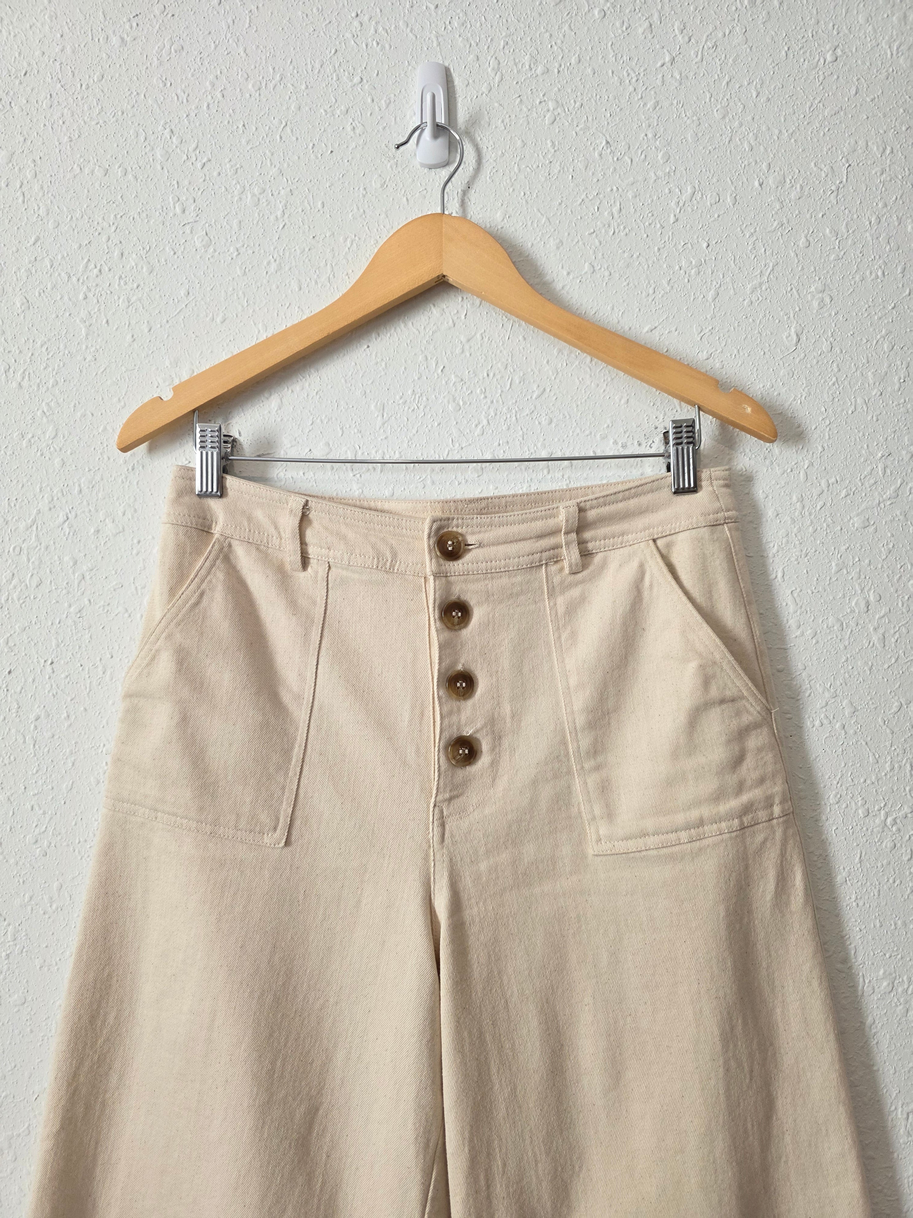 Ecru Wide Leg Pants (M)