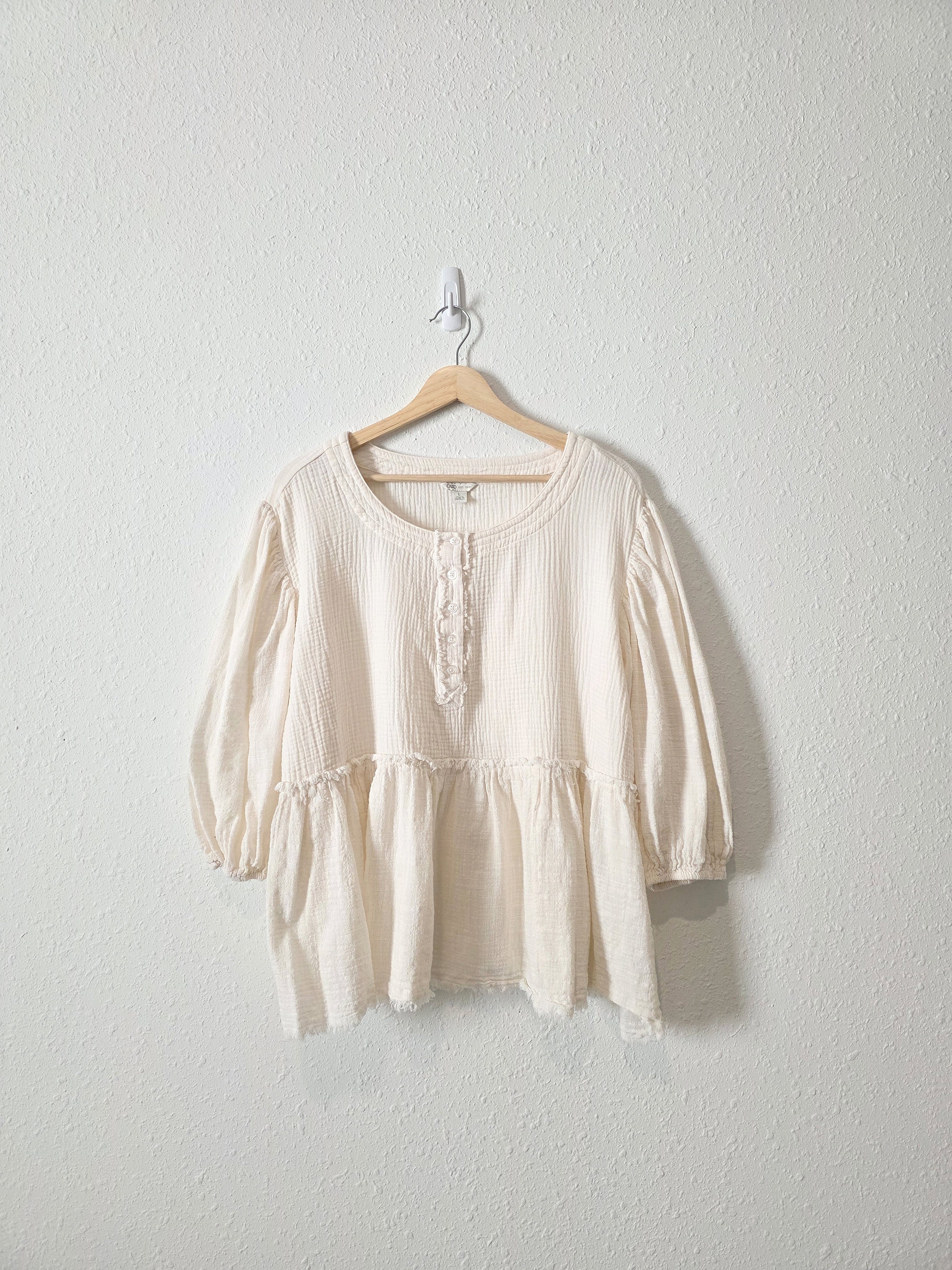 Cotton Gauze Babydoll Top (L)