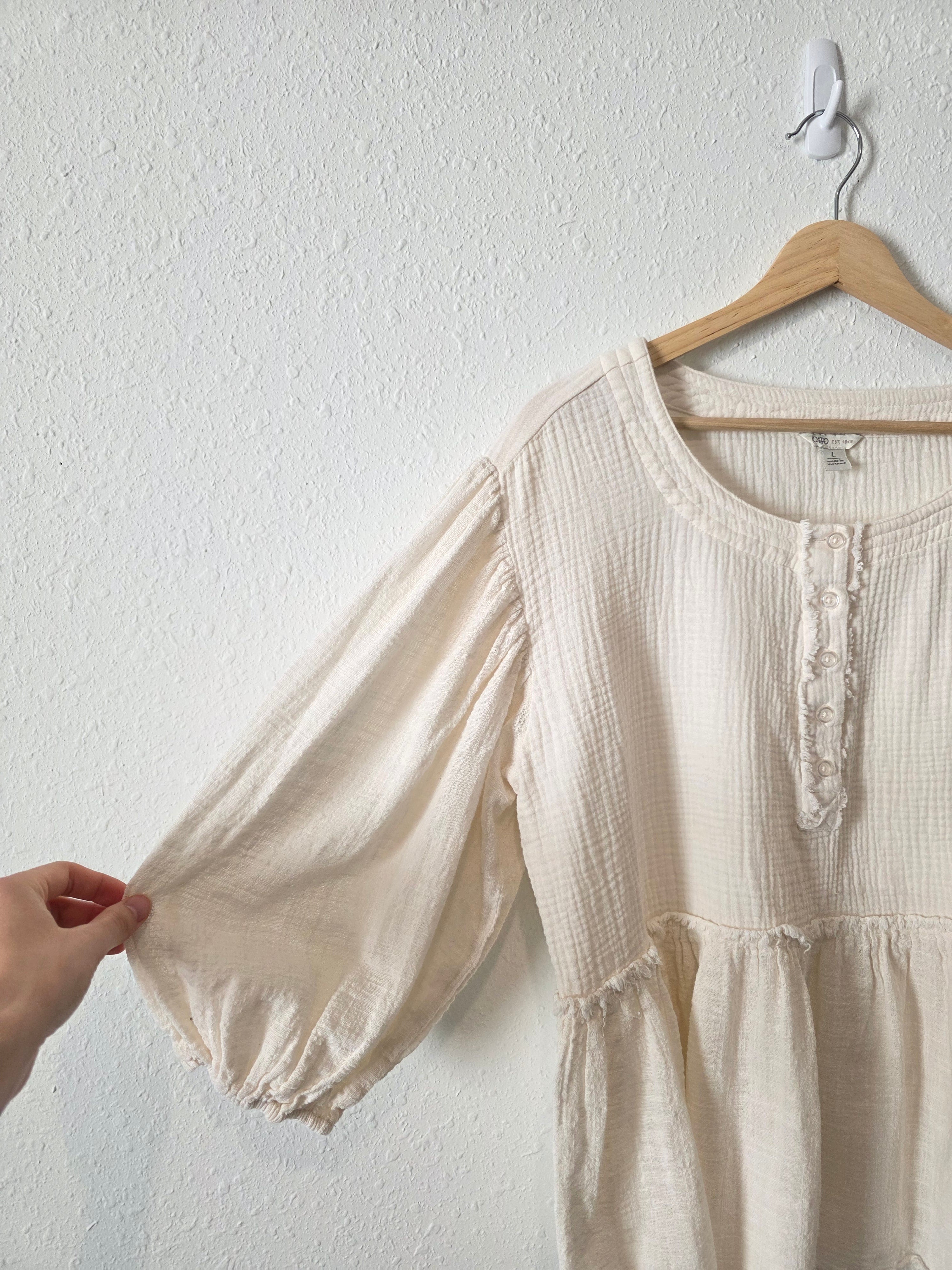 Cotton Gauze Babydoll Top (L)