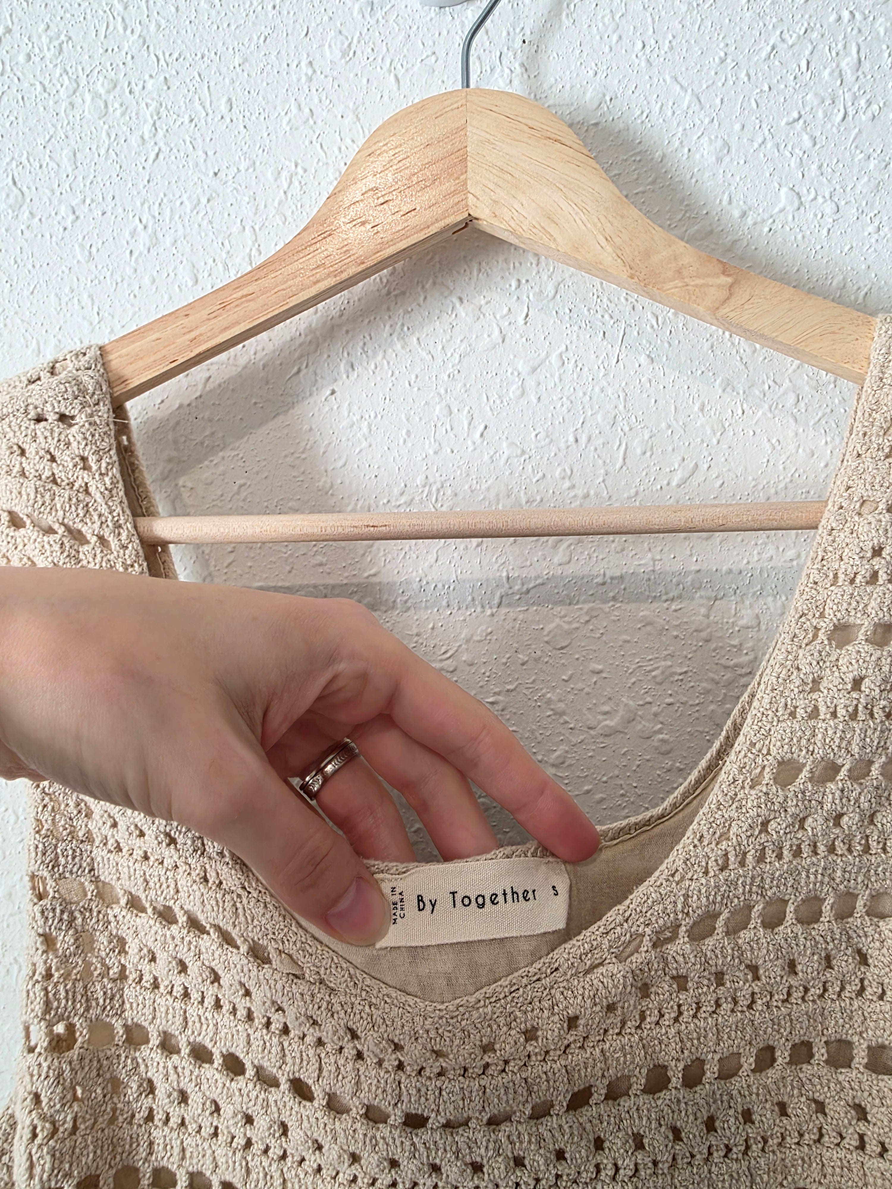 By Together Crochet Wide Leg Jumpsuit (S)