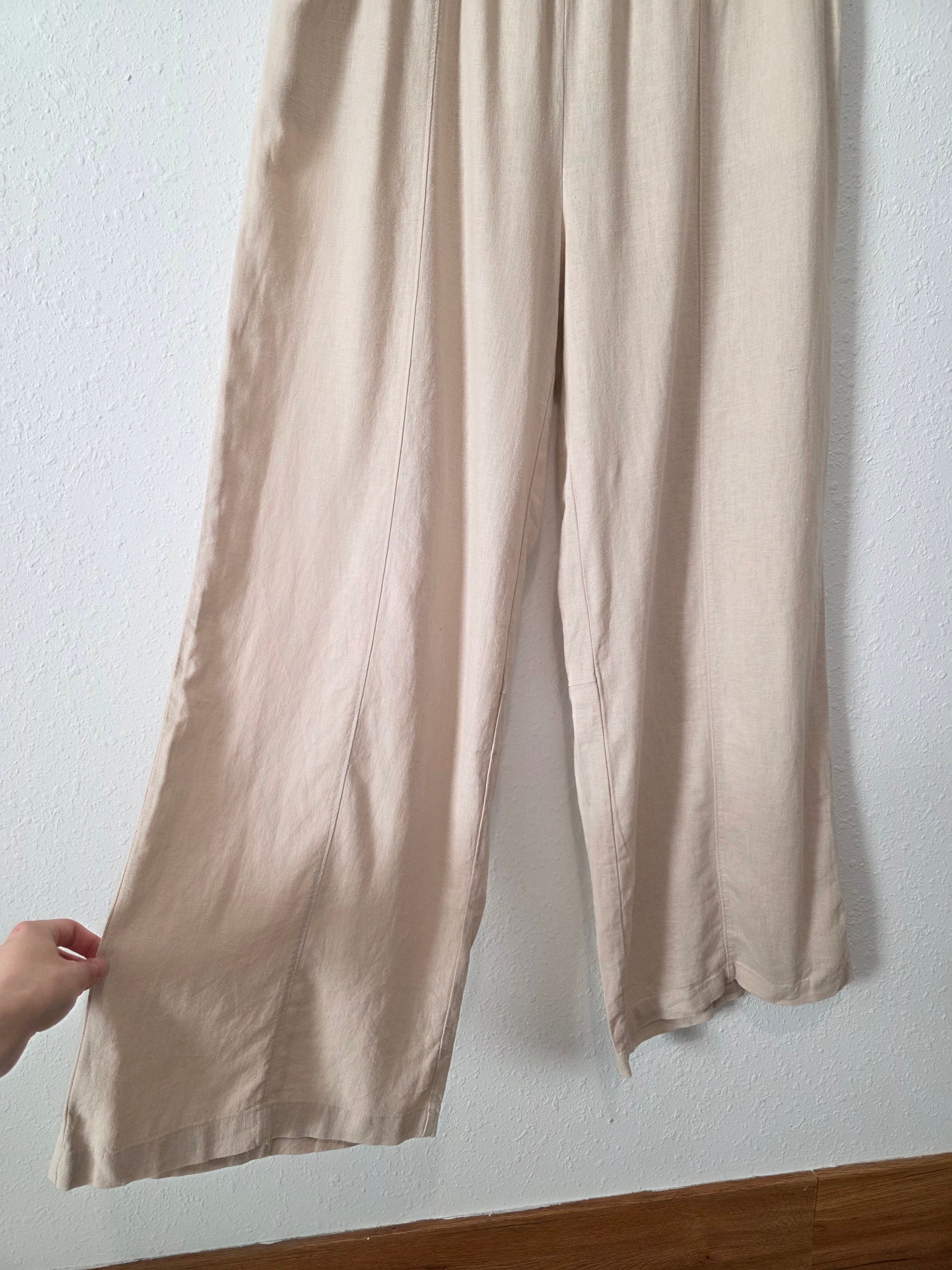 Zenana Linen Blend Wide Leg Pants (XL)