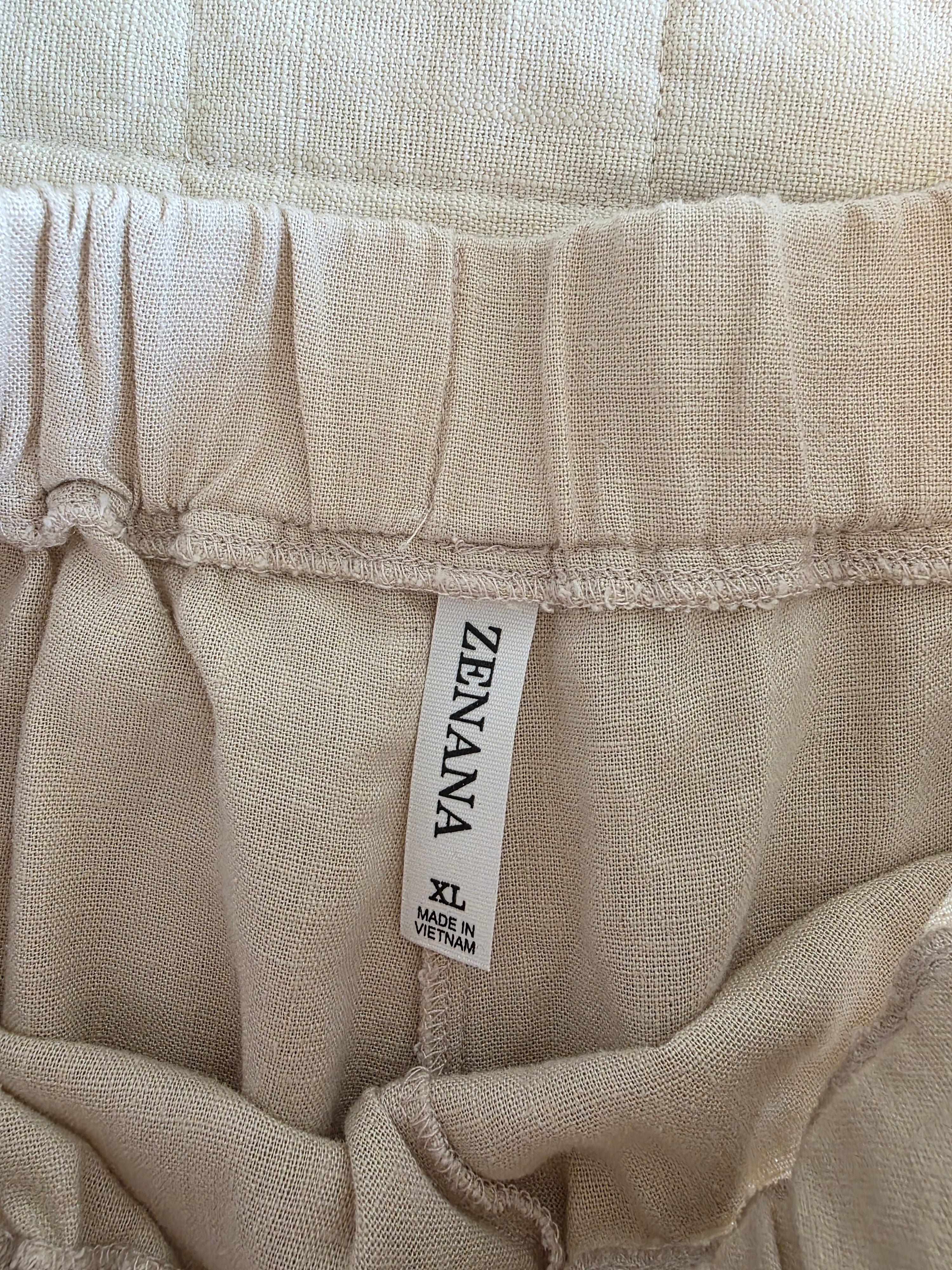Zenana Linen Blend Wide Leg Pants (XL)