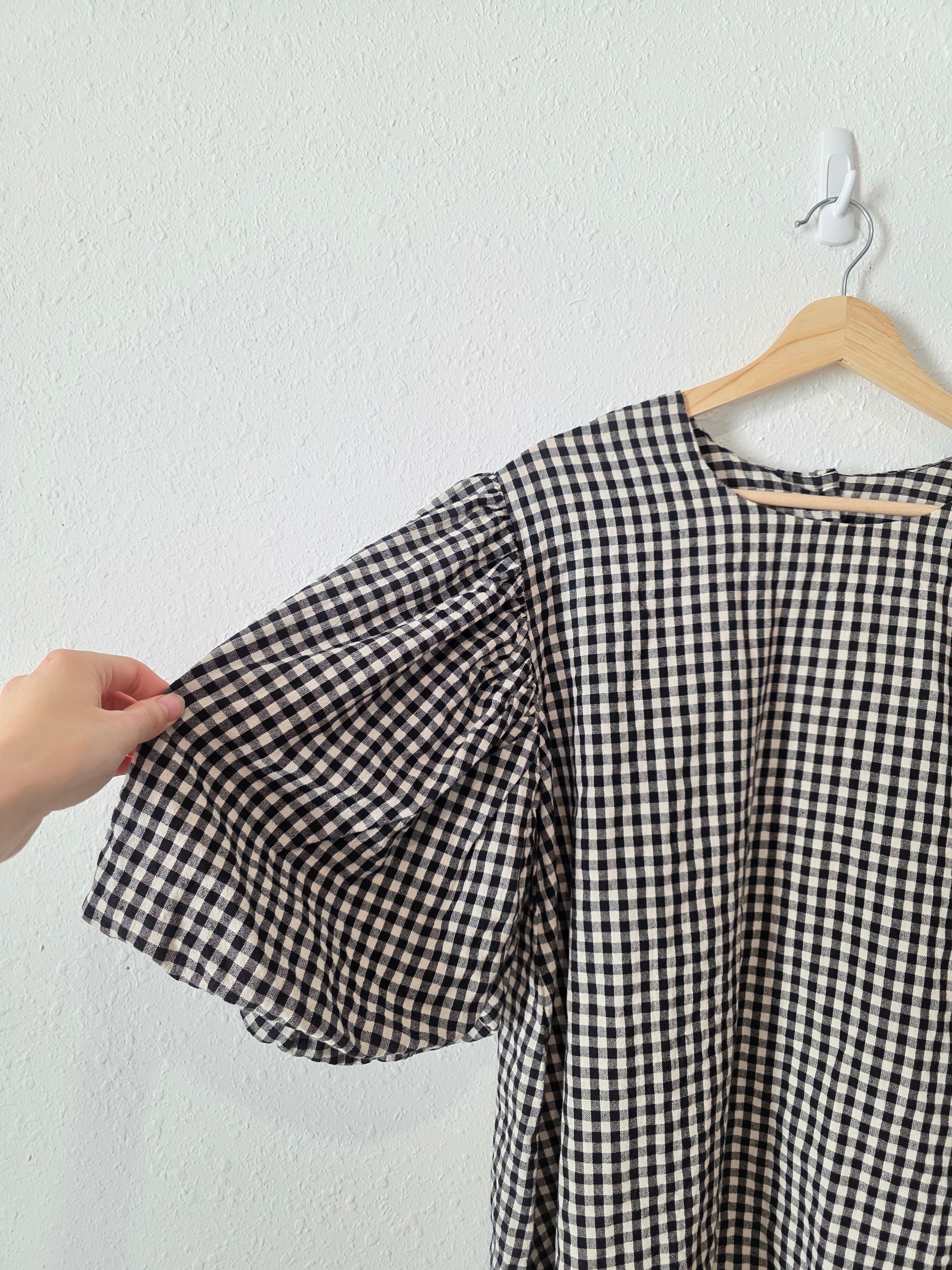 Gingham Puff Sleeve Top (XL)