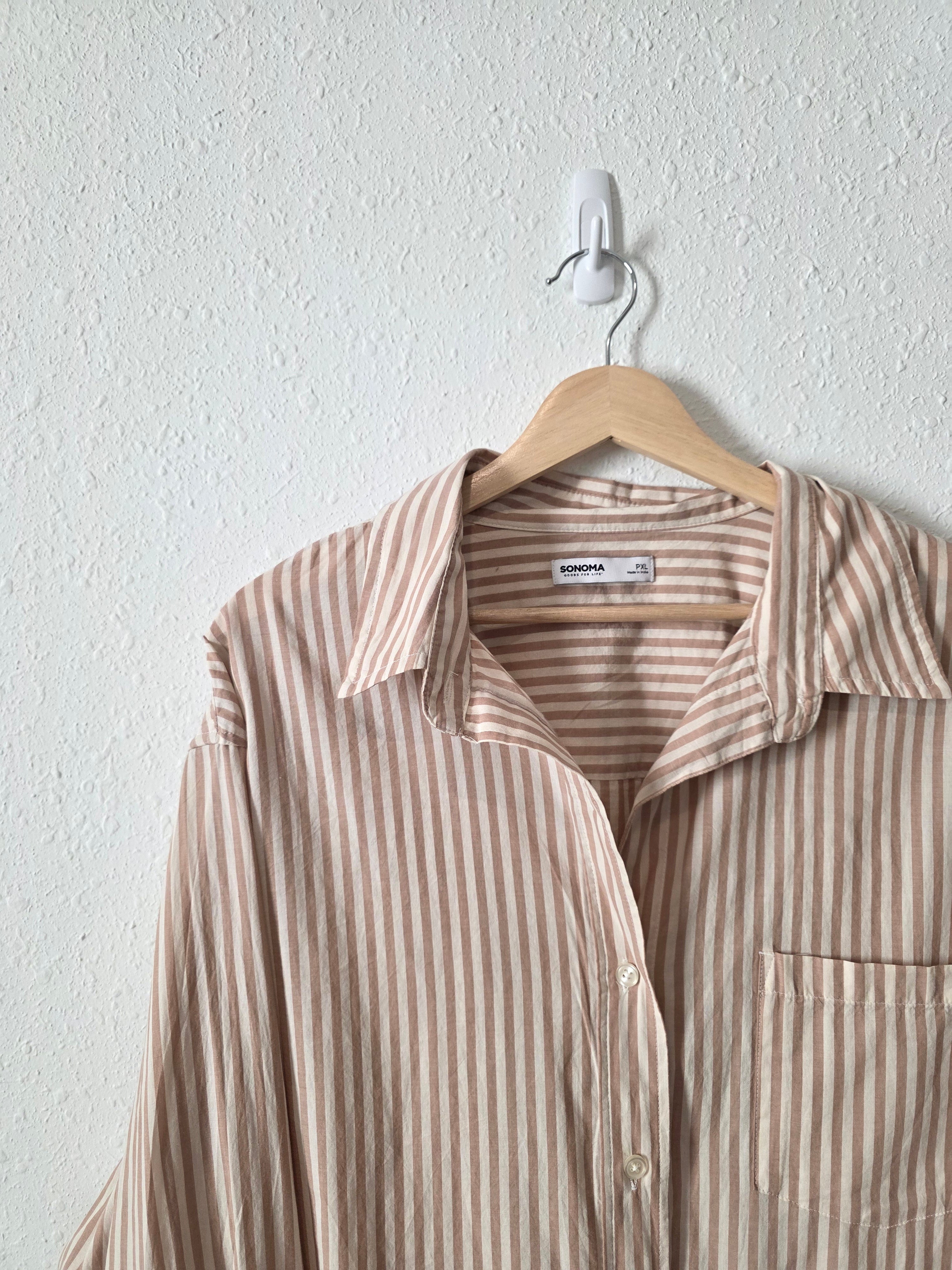 Neutral Striped Cotton Button Up (XLP)
