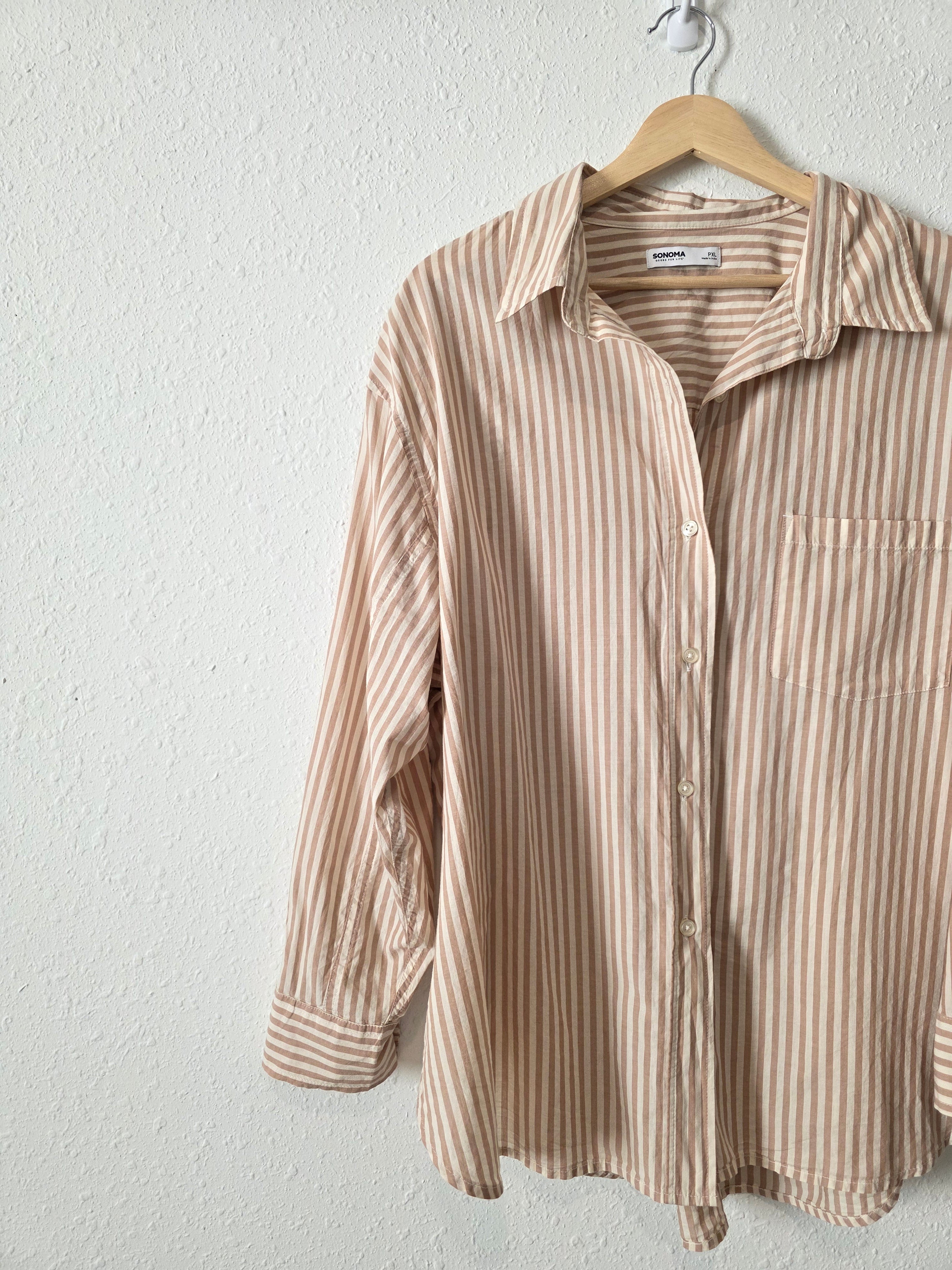 Neutral Striped Cotton Button Up (XLP)