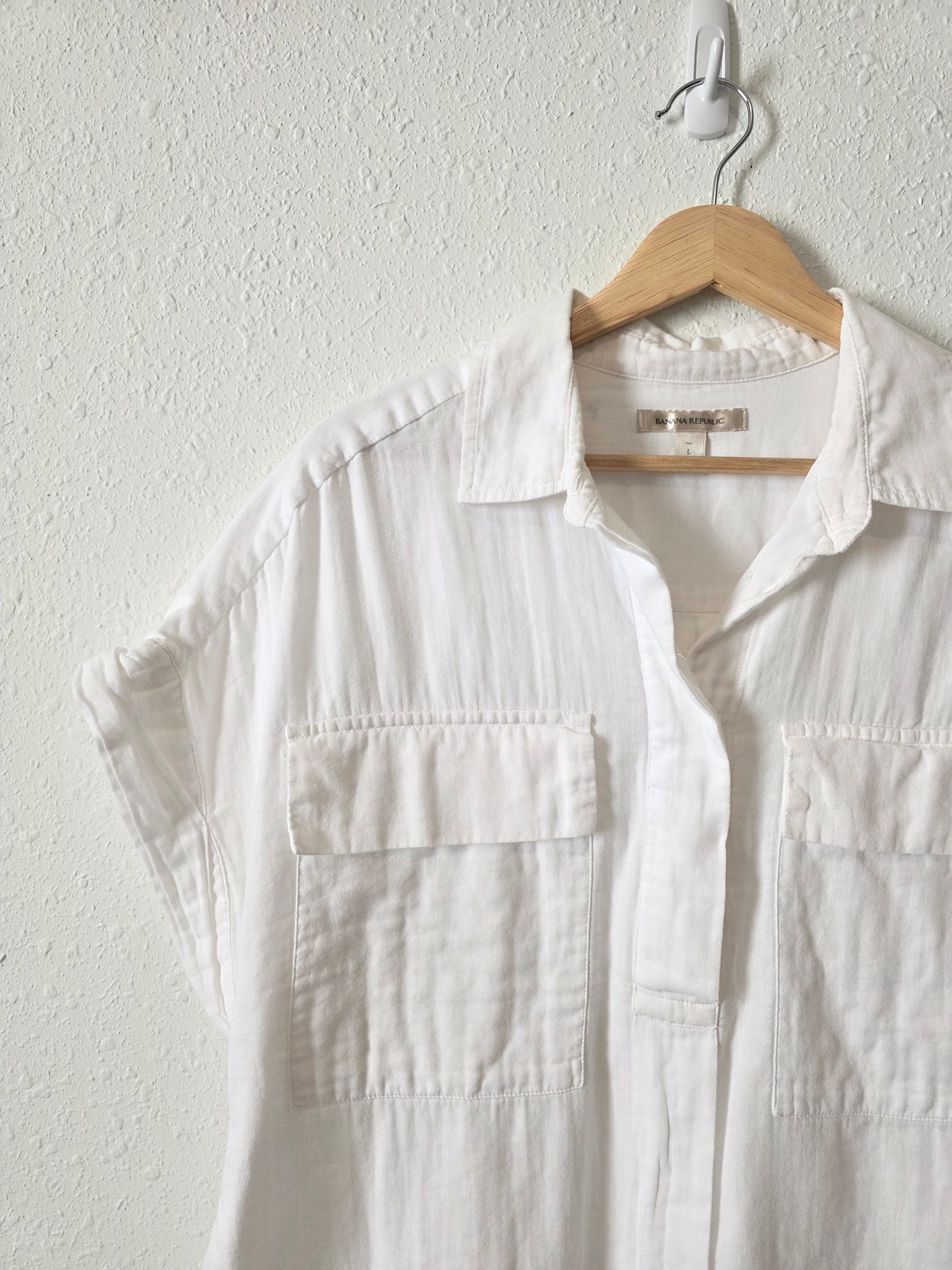 Banana Republic White Cotton Top (L)