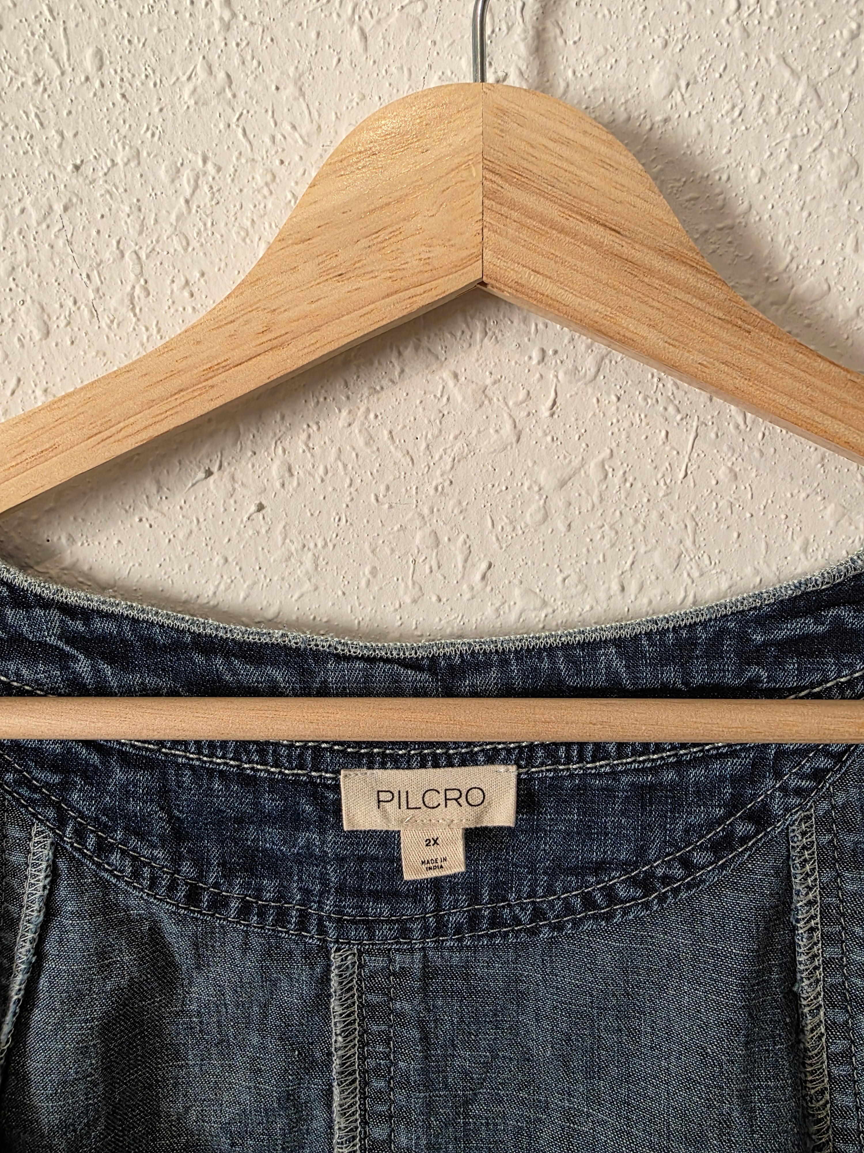Anthropologie Puff Sleeve Denim Top (2X)