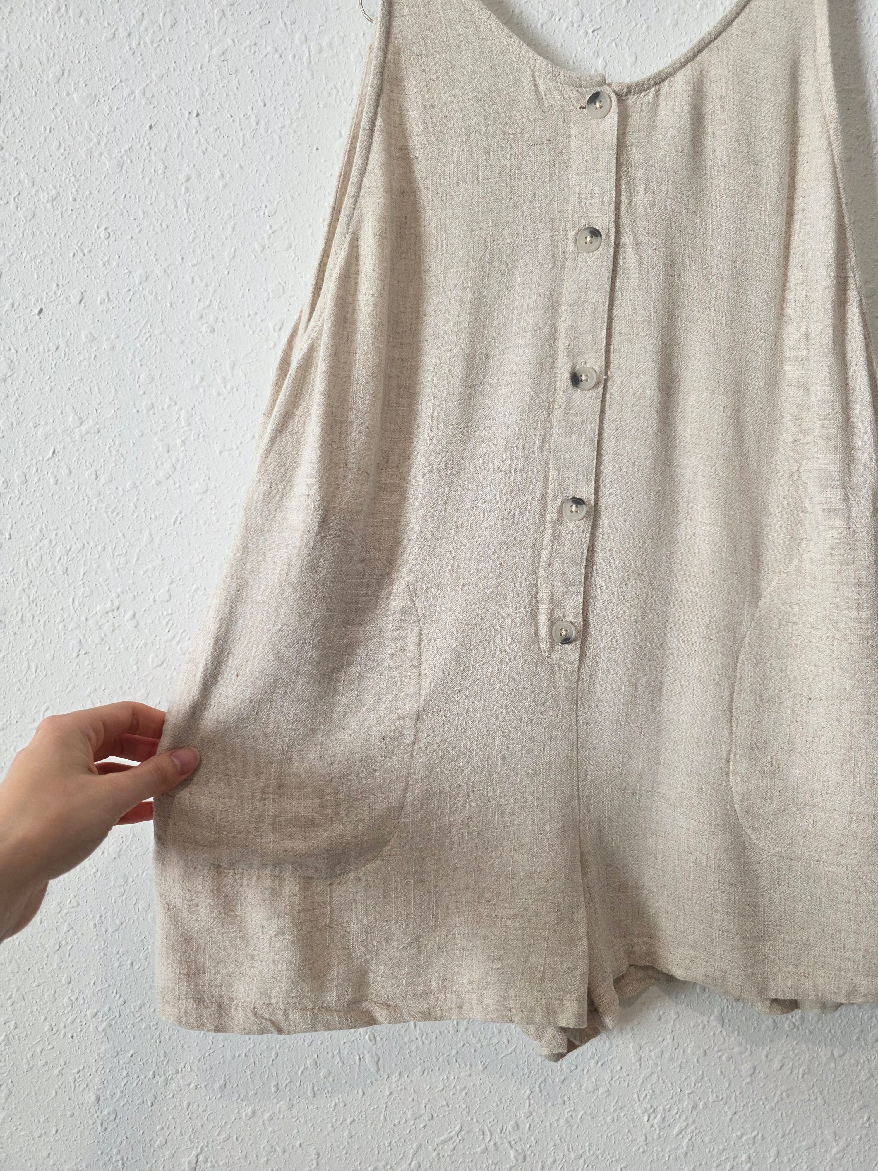 Gentle Fawn Linen Blend Romper (S)