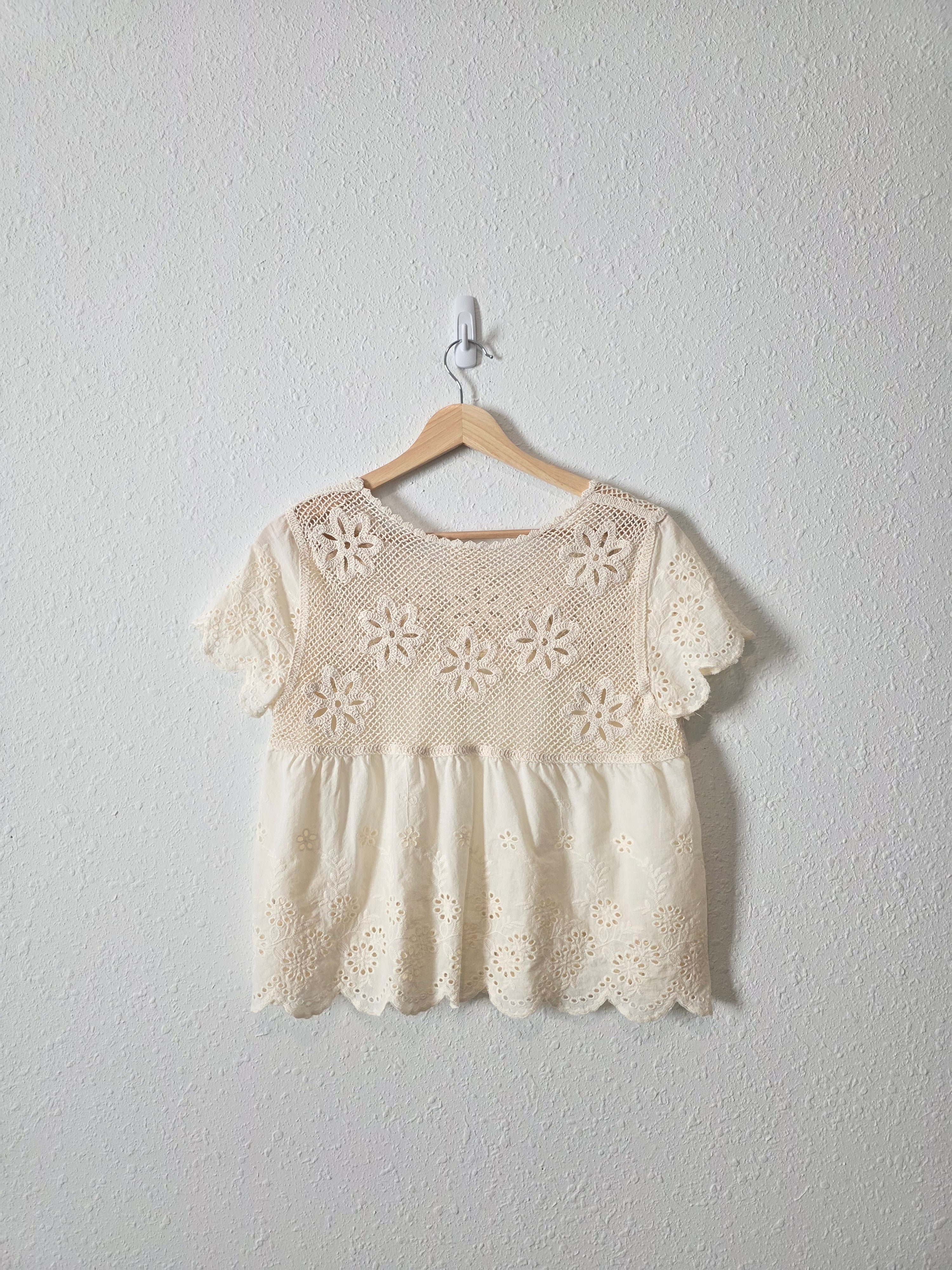 Floral Eyelet Babydoll Top (XS)