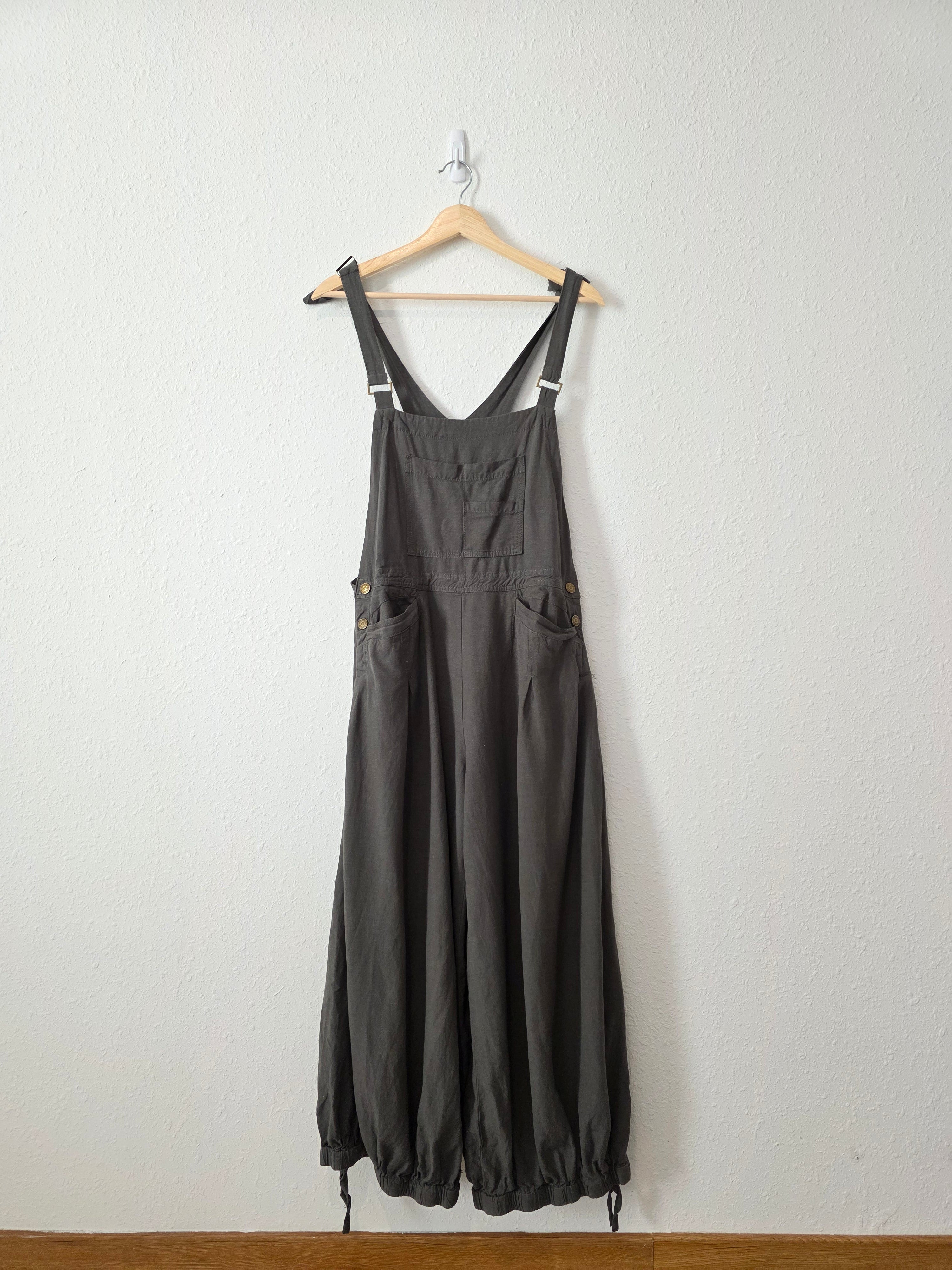 Linen Blend Balloon Overalls (L)