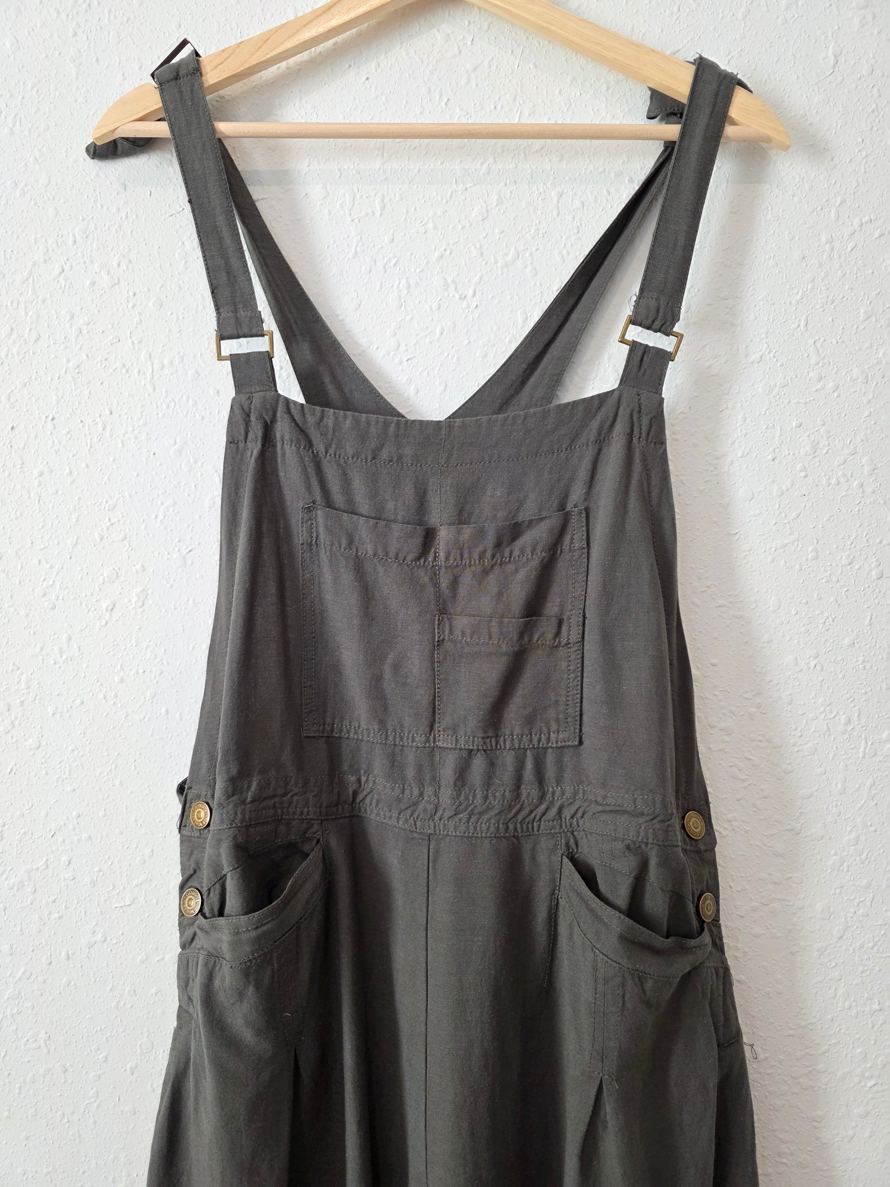 Linen Blend Balloon Overalls (L)