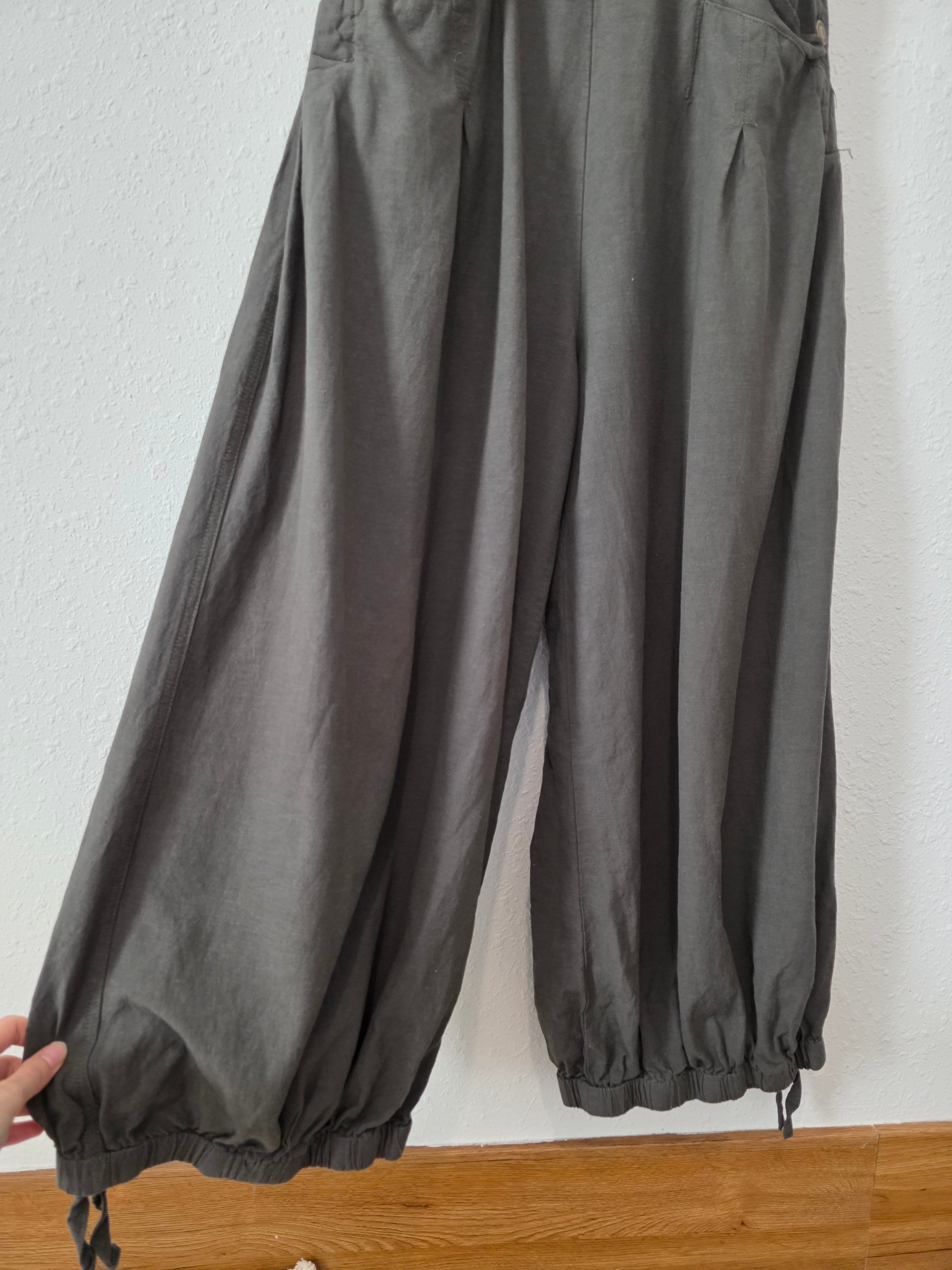 Linen Blend Balloon Overalls (L)