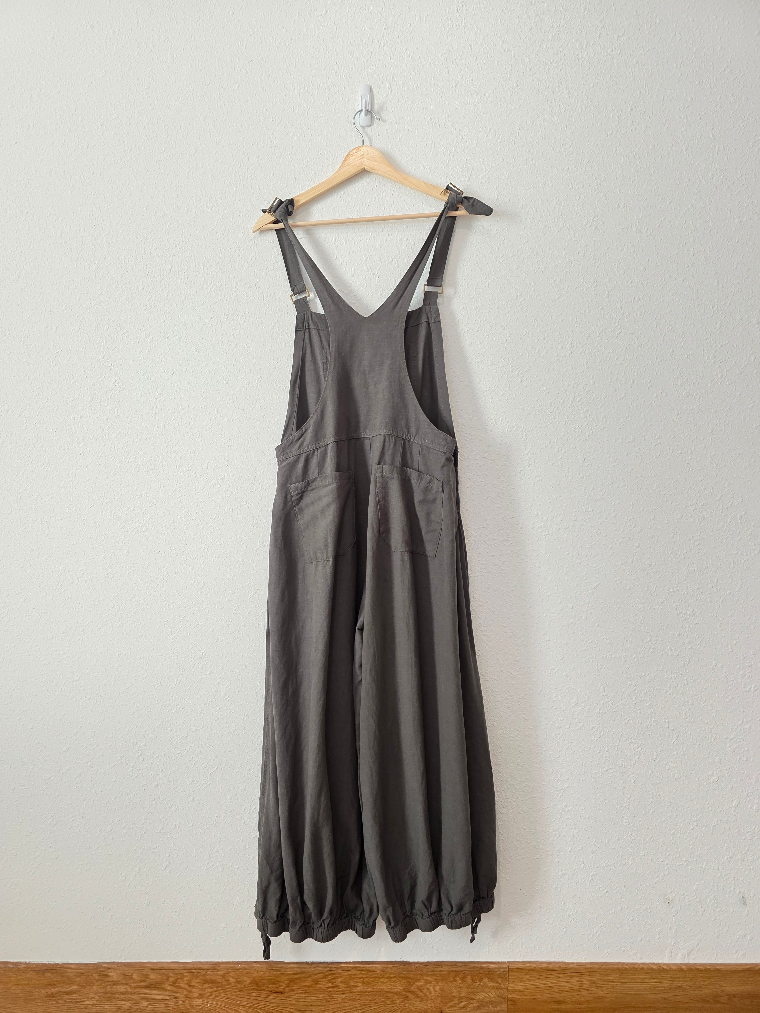 Linen Blend Balloon Overalls (L)