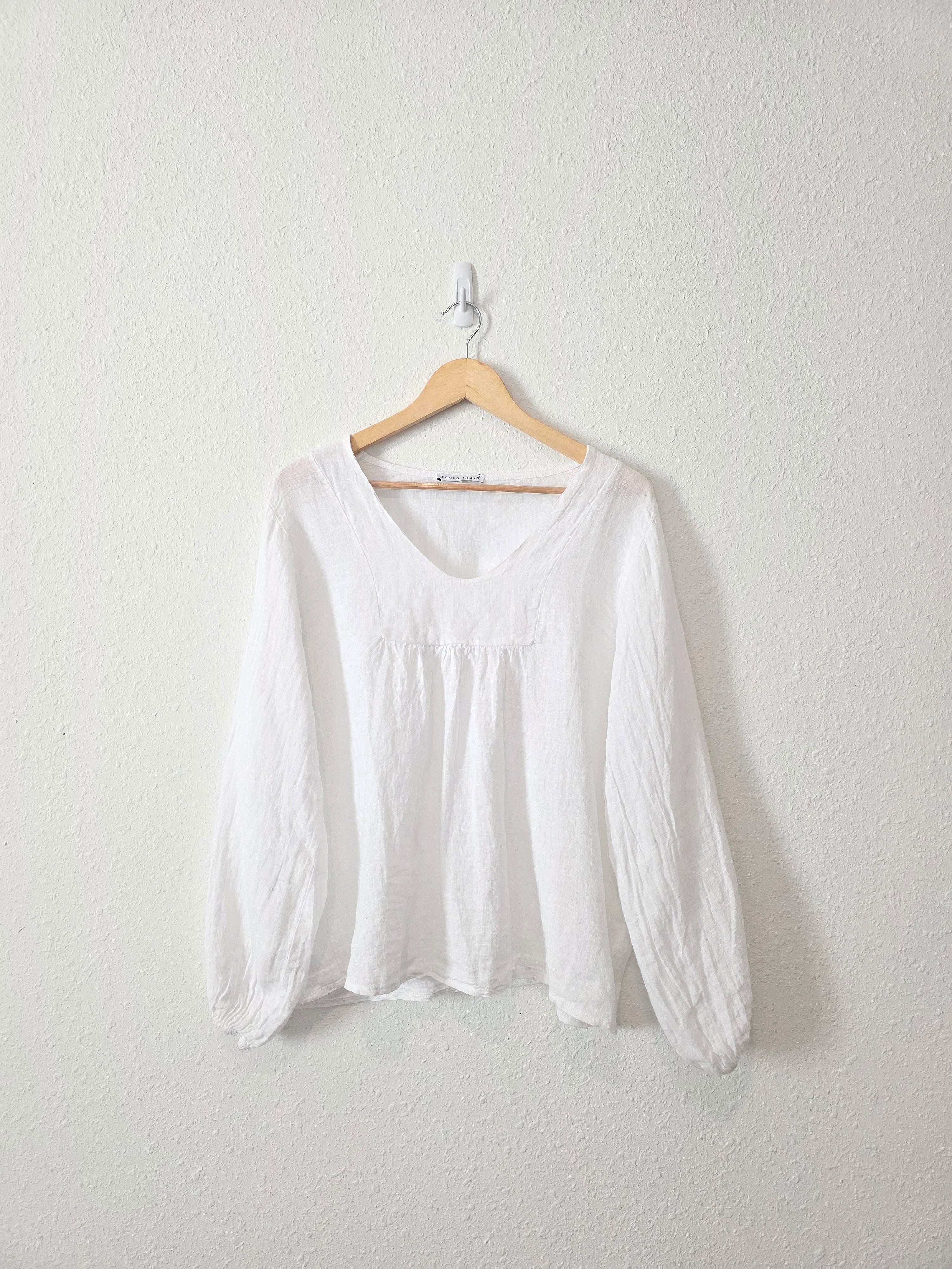White Linen Babydoll Blouse (L)