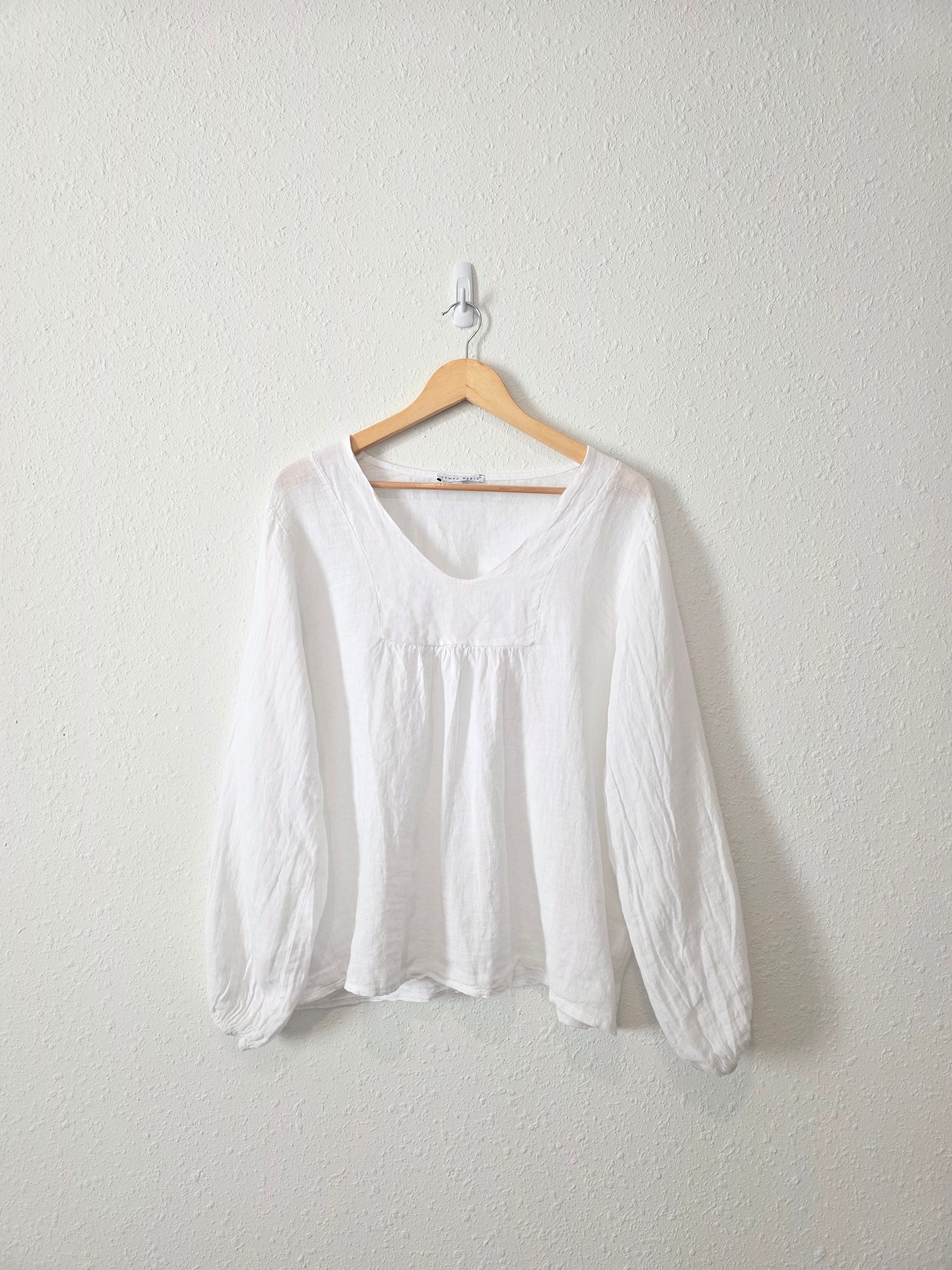 White Linen Babydoll Blouse (L)
