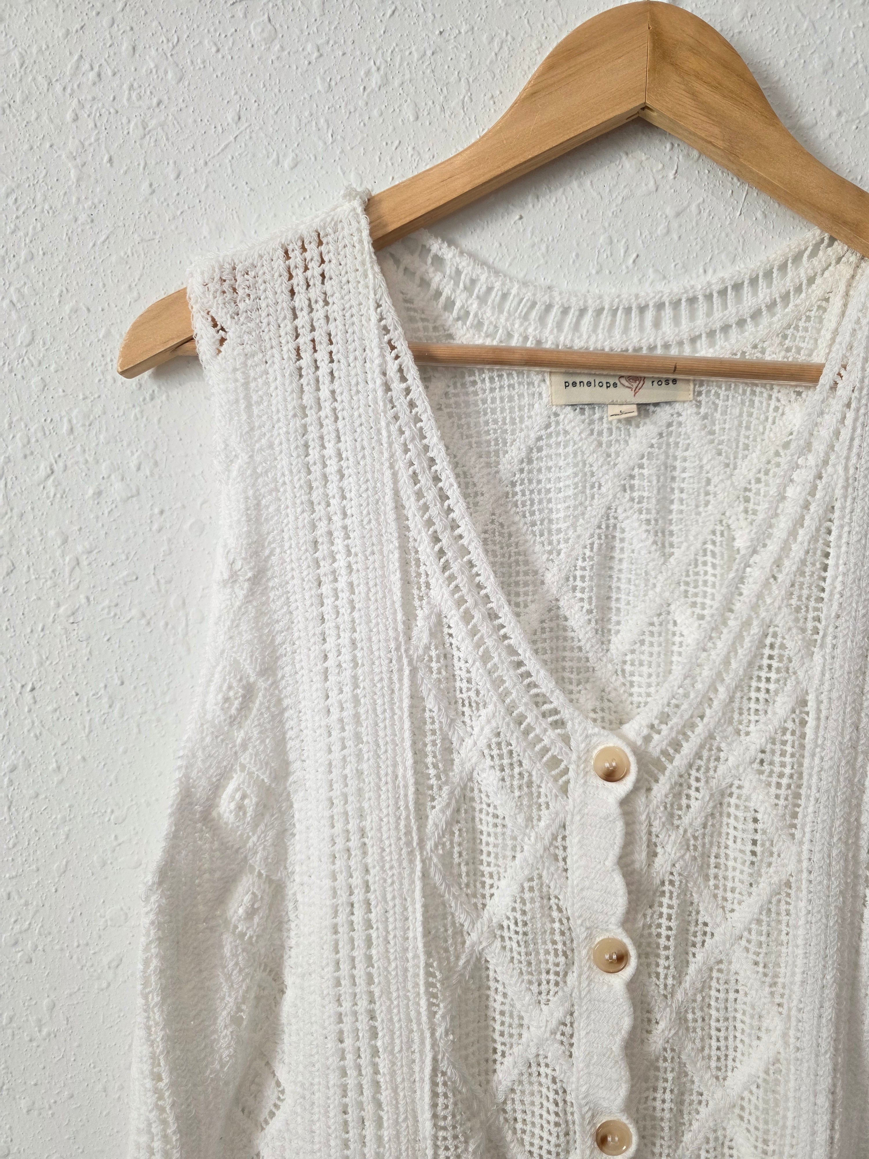 Crochet Knit Cotton Tank (L)