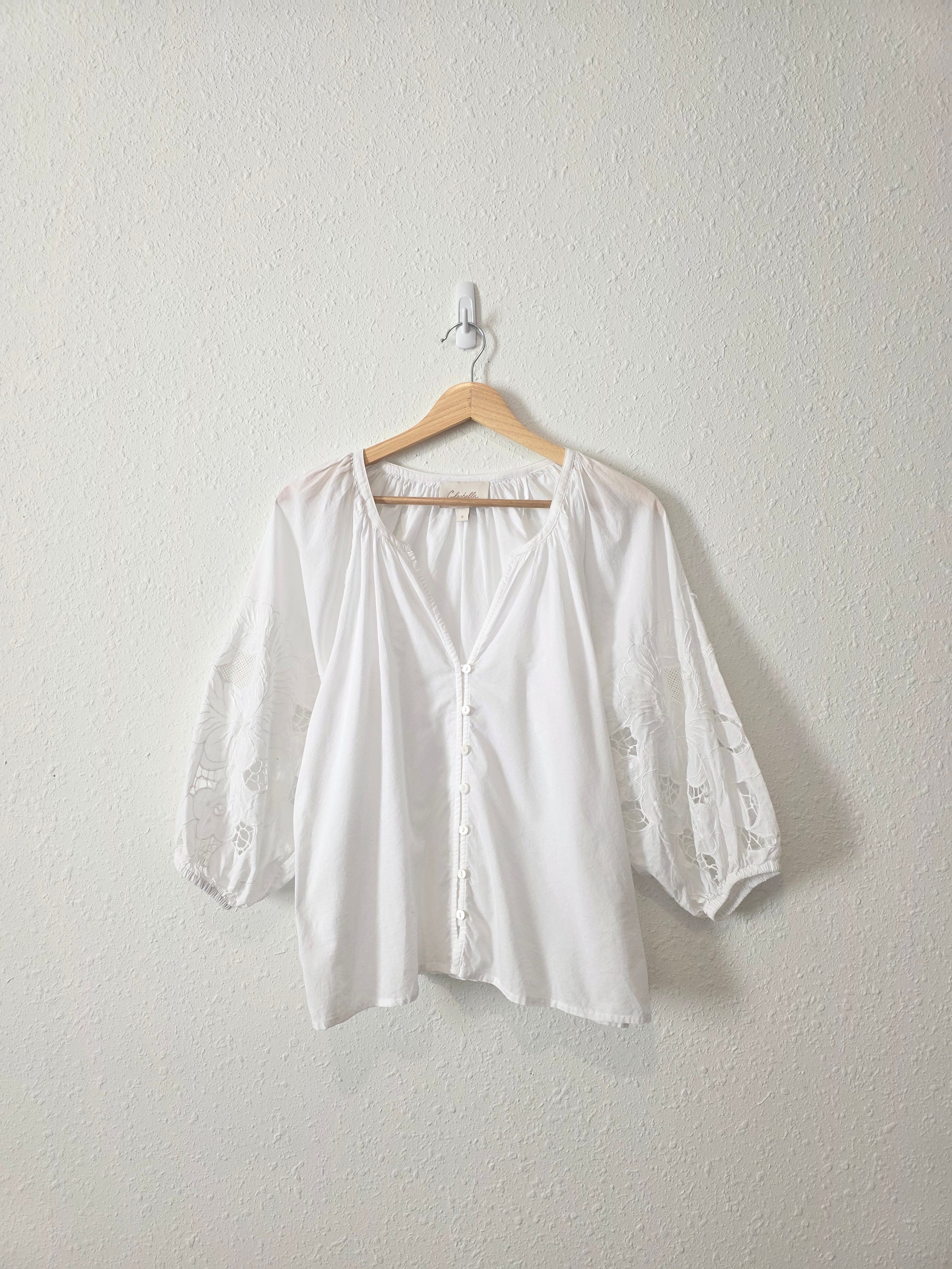 Cleobella White Eyelet Sleeve Top (S)