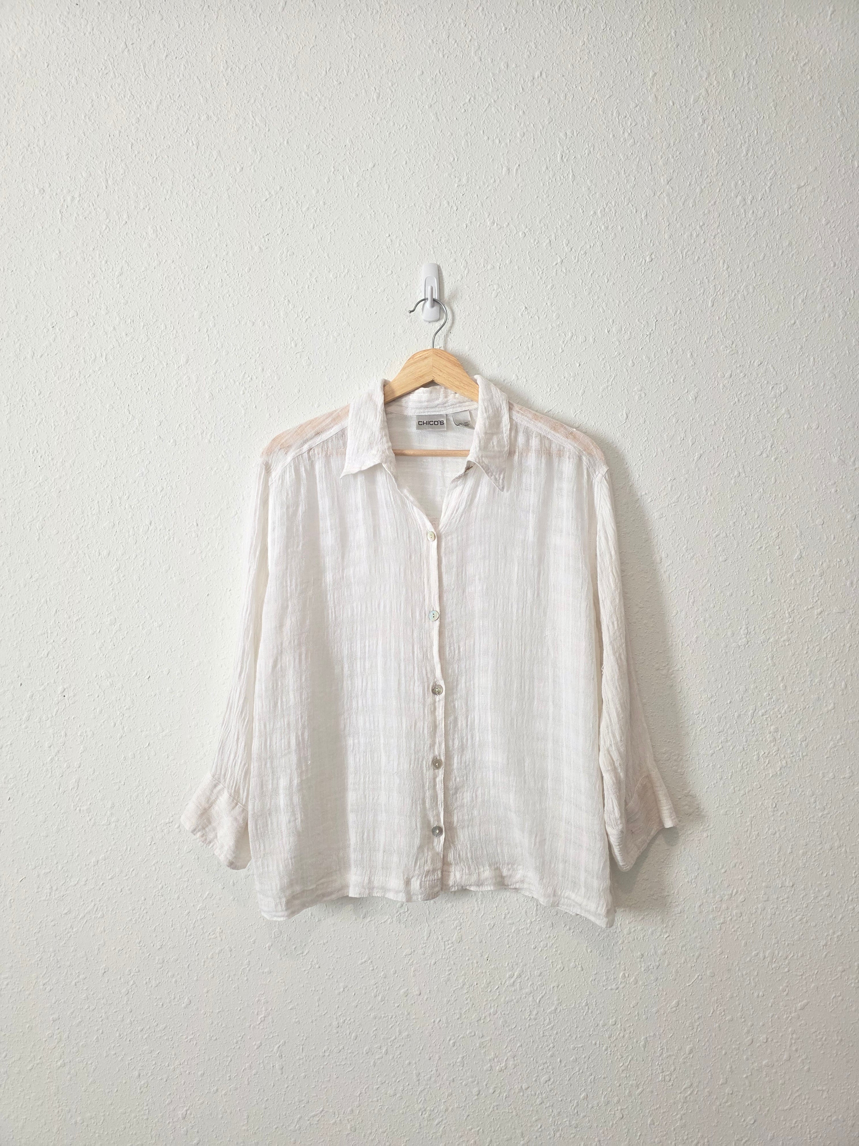 Vintage Linen Button Up Shirt (M)