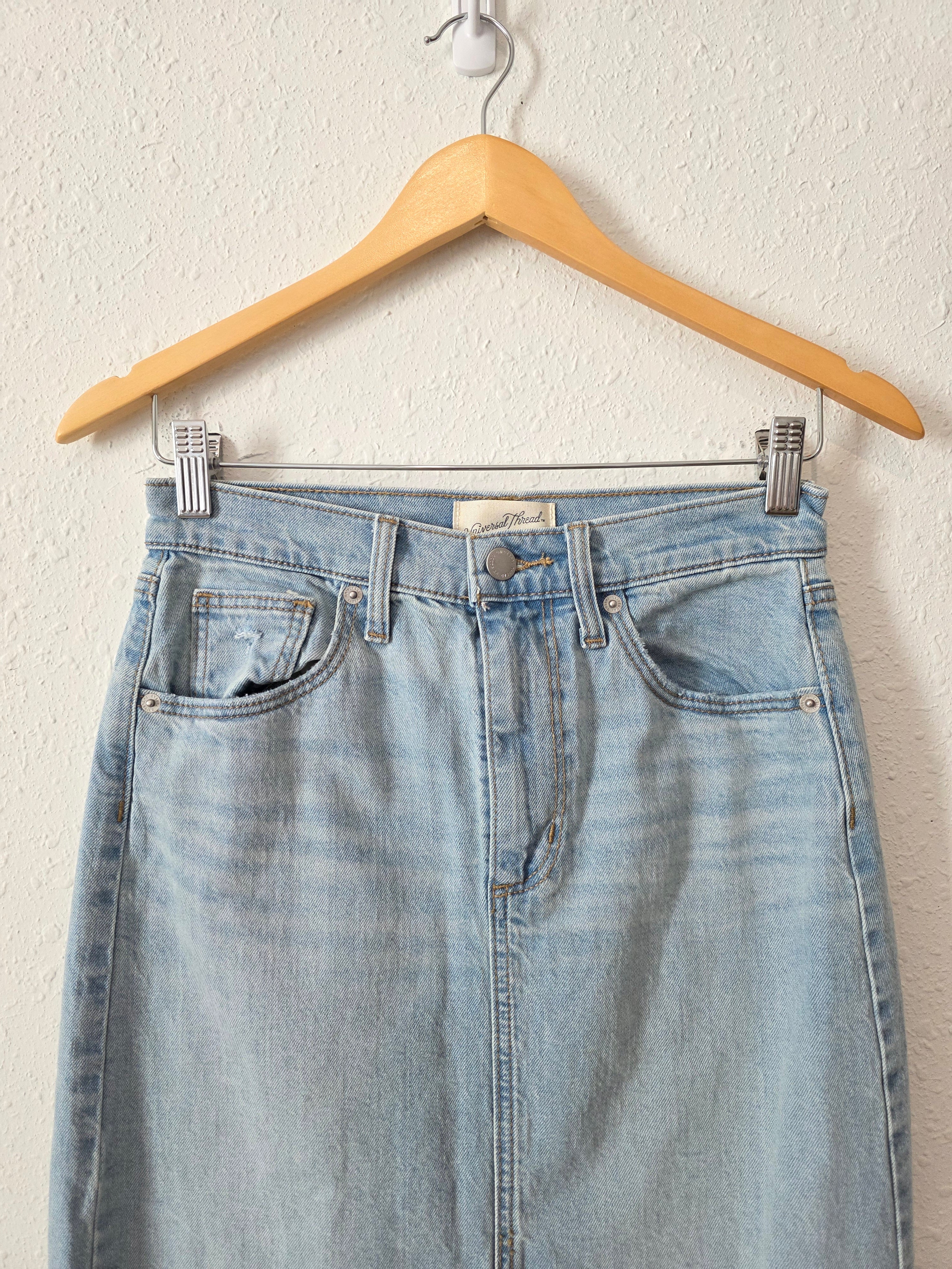 Light Wash Denim Maxi Skirt (2)