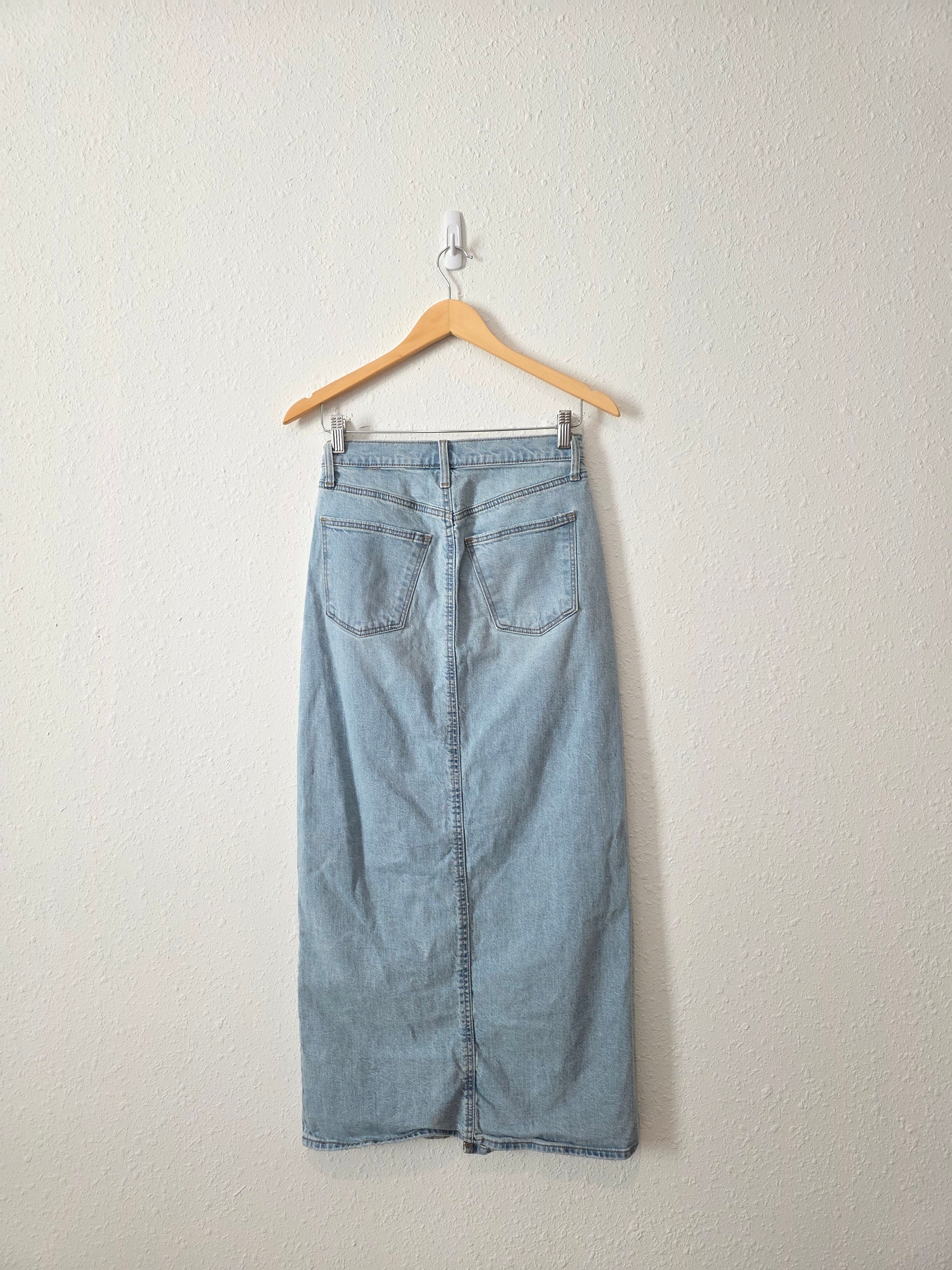 Light Wash Denim Maxi Skirt (2)