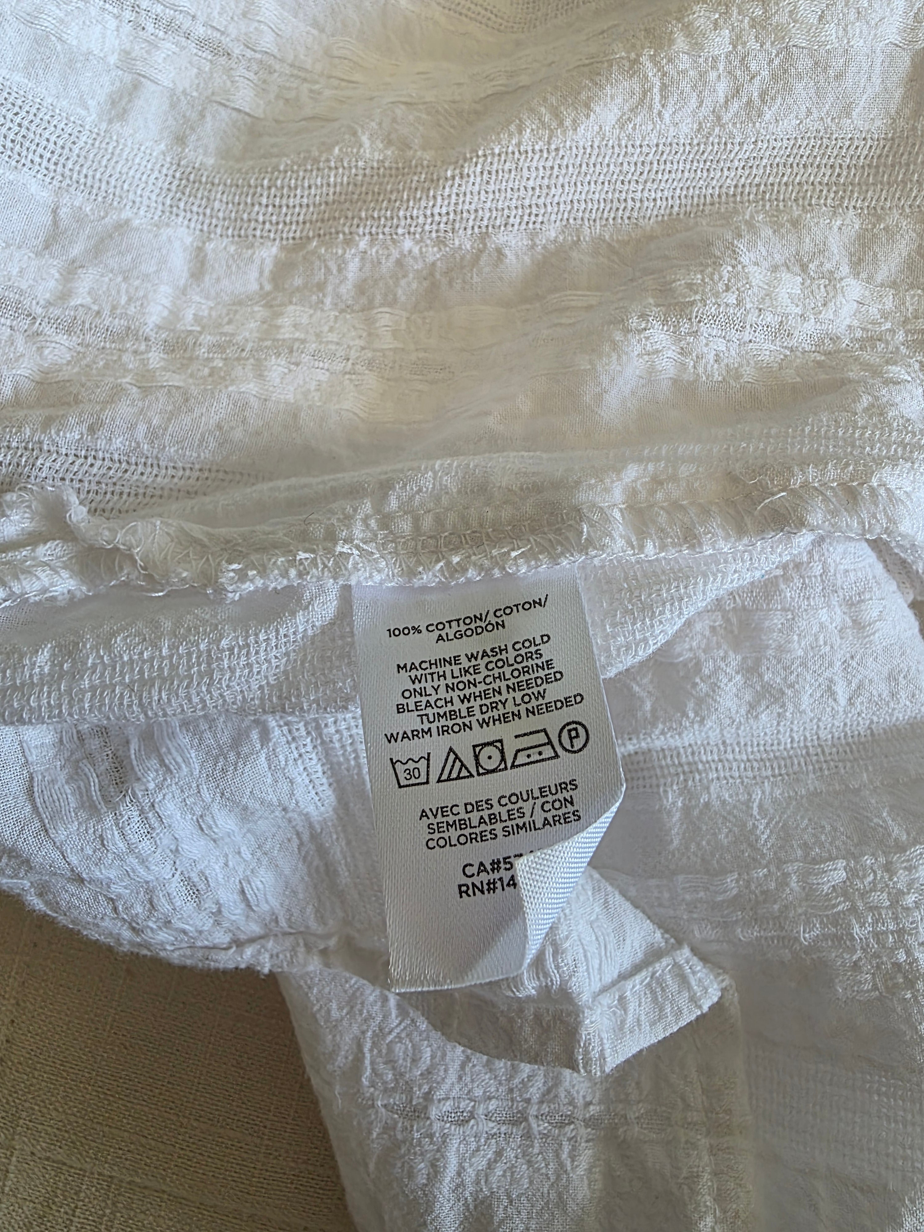 White Puff Sleeve Cotton Blouse (L)