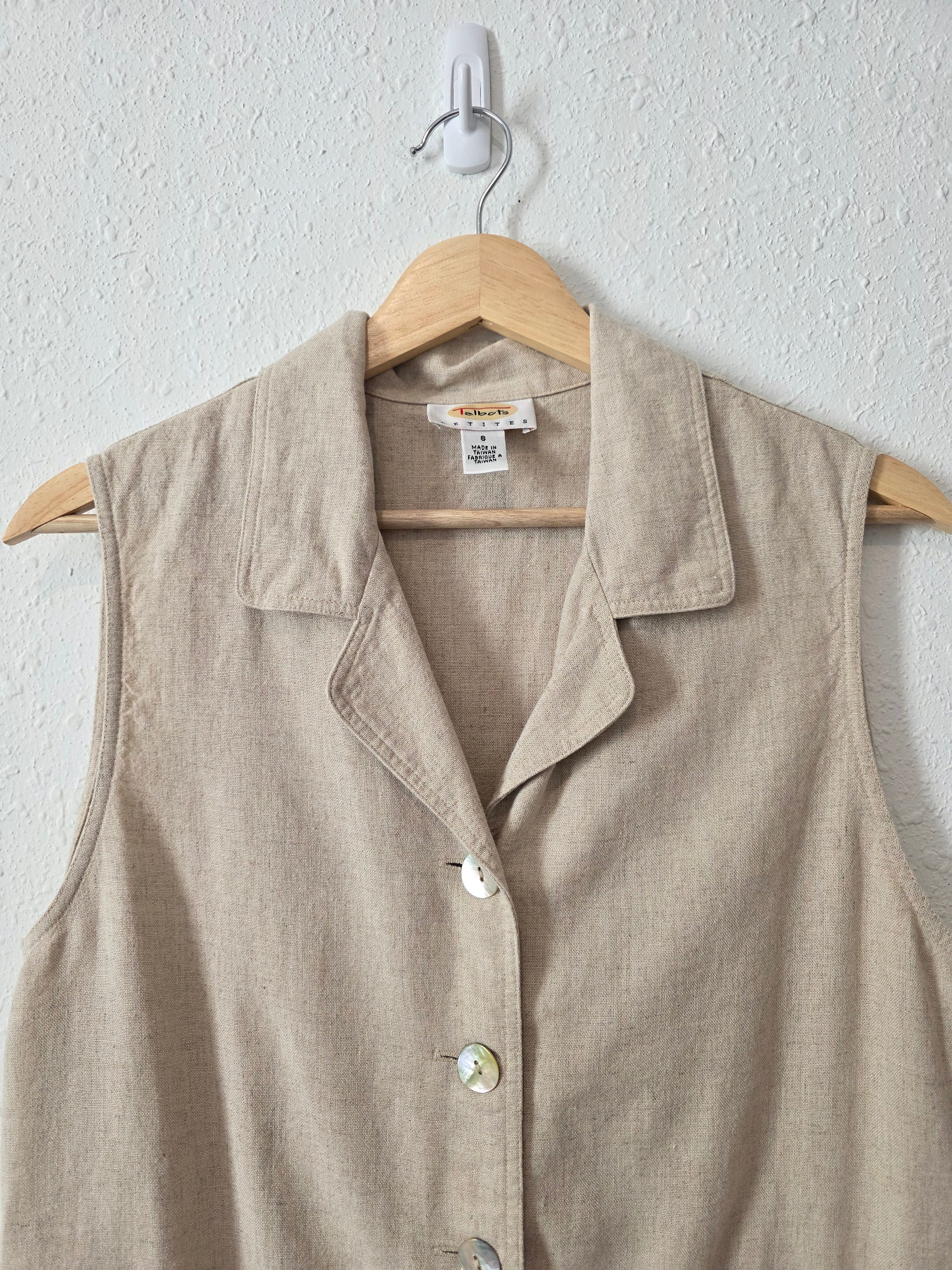 Vintage Linen Button Up Tank (S)