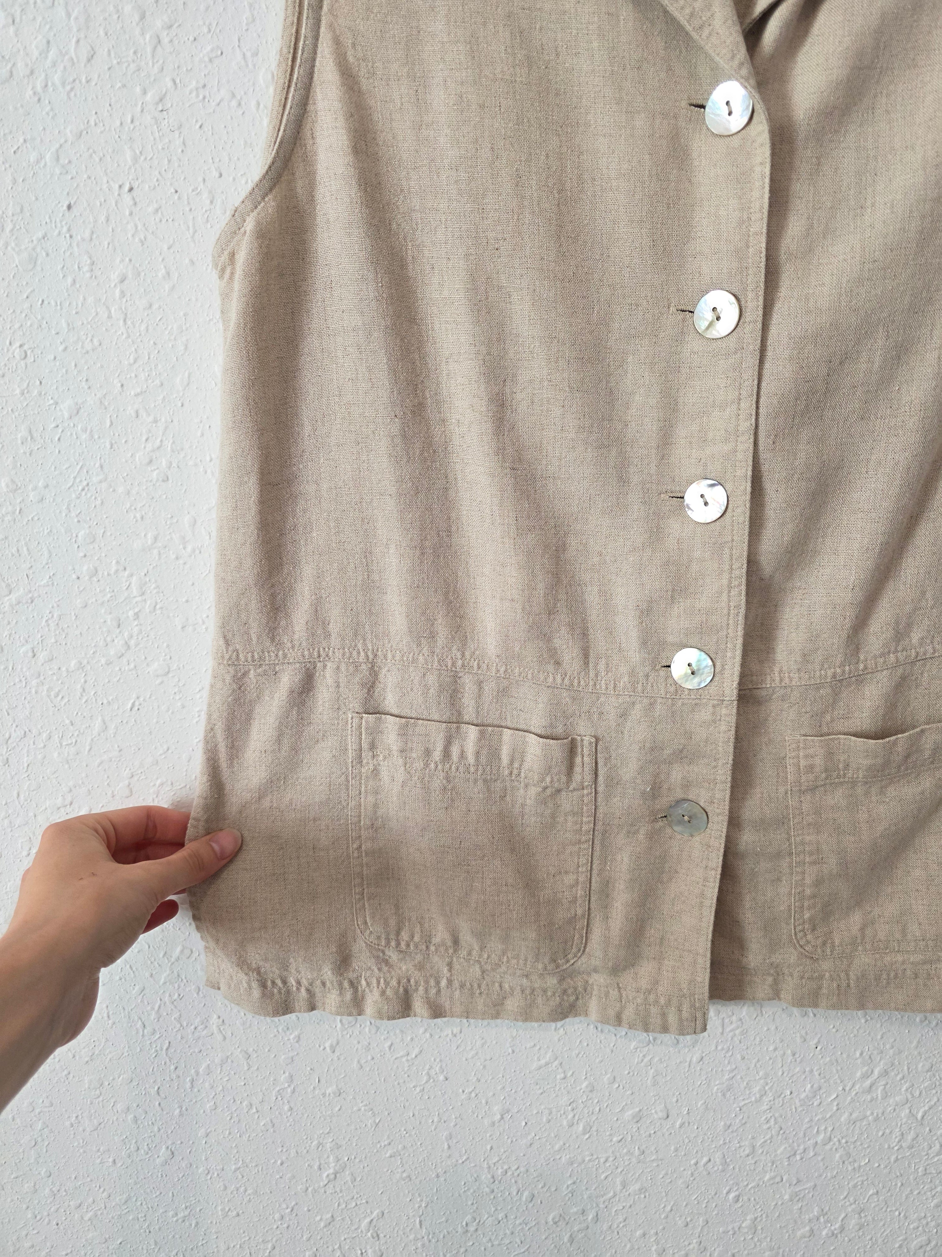Vintage Linen Button Up Tank (S)