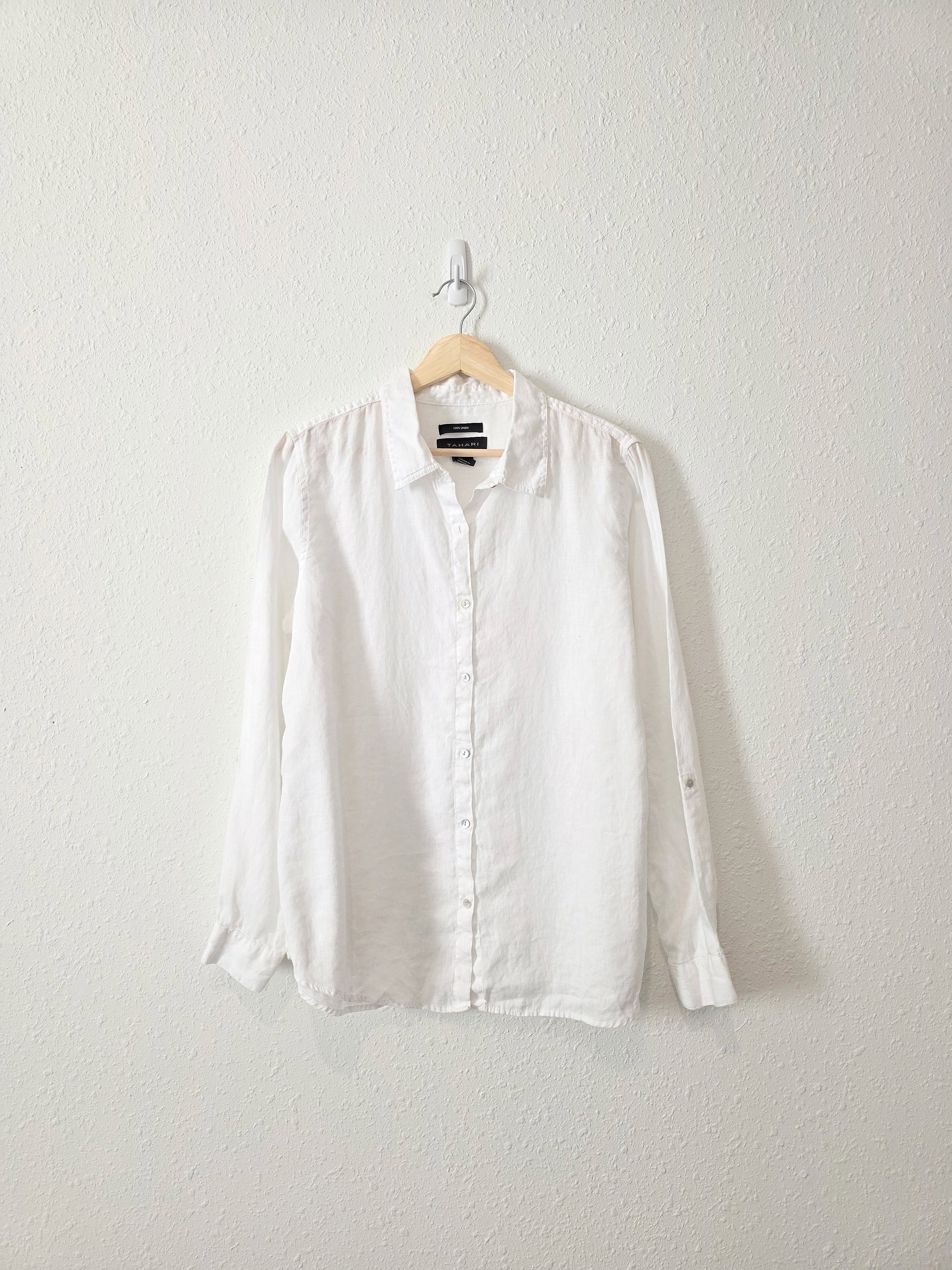 White Linen Button Up Shirt (L)