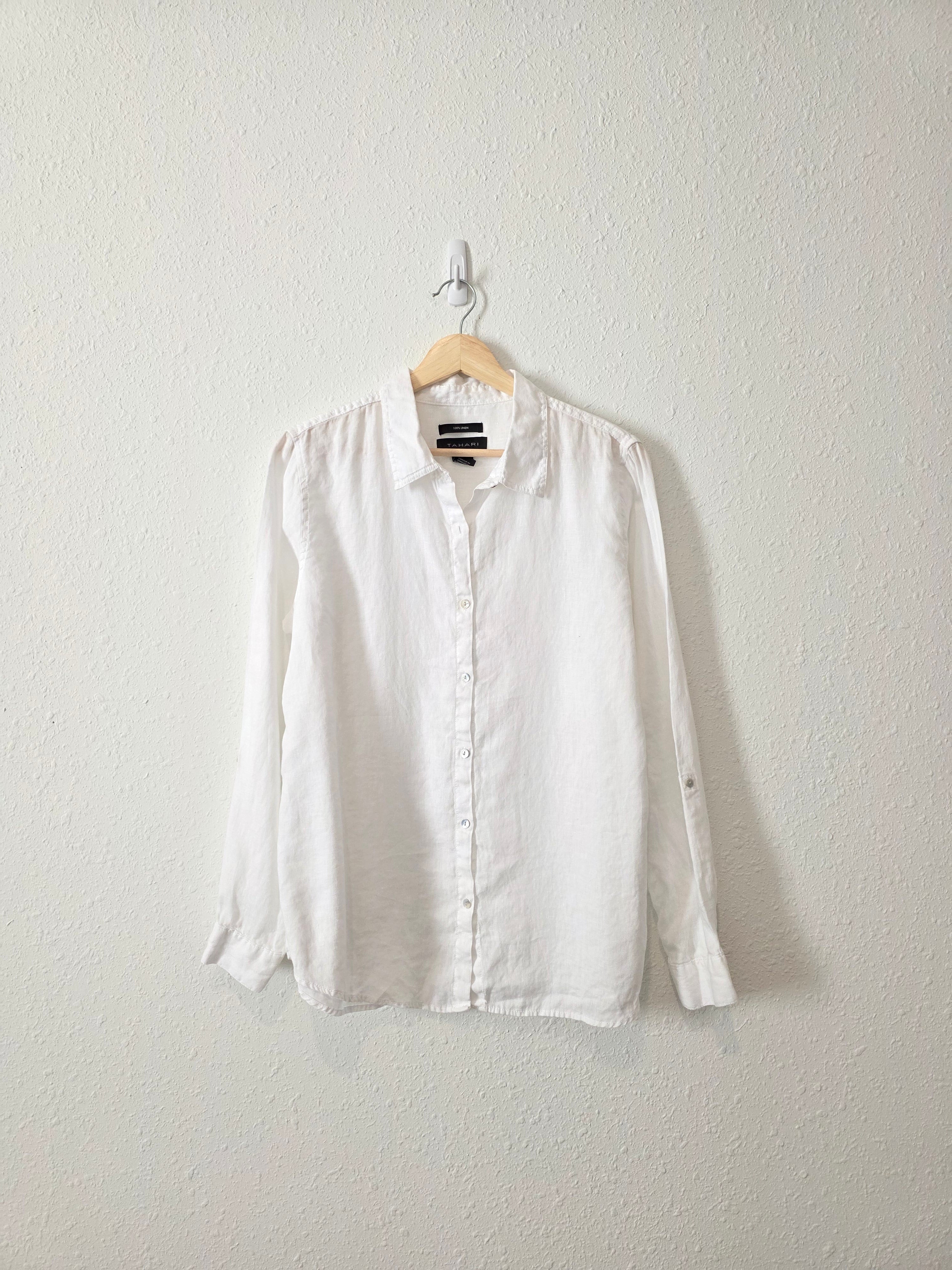 White Linen Button Up Shirt (L)