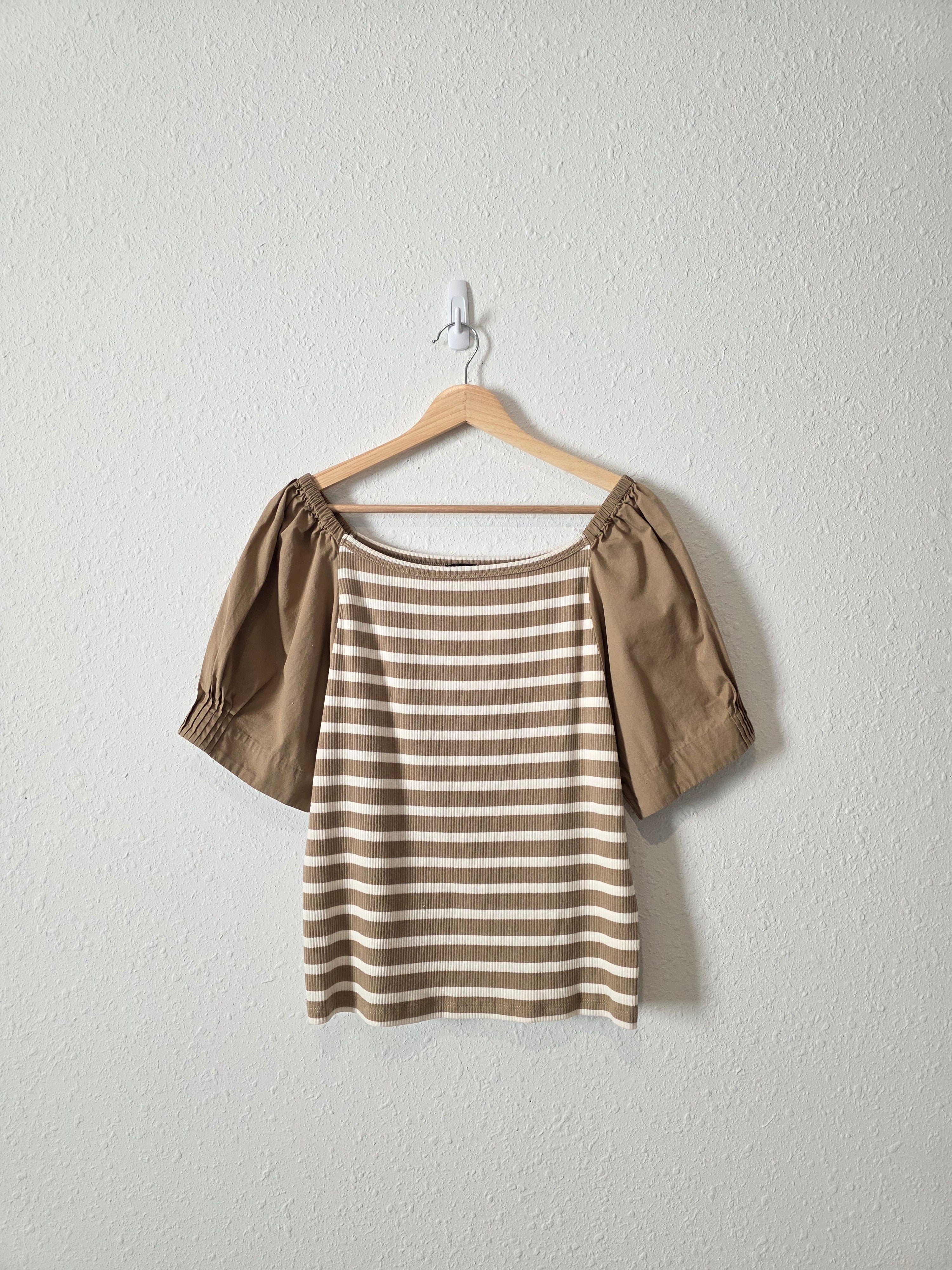J.Crew Brown Striped Top (XL)