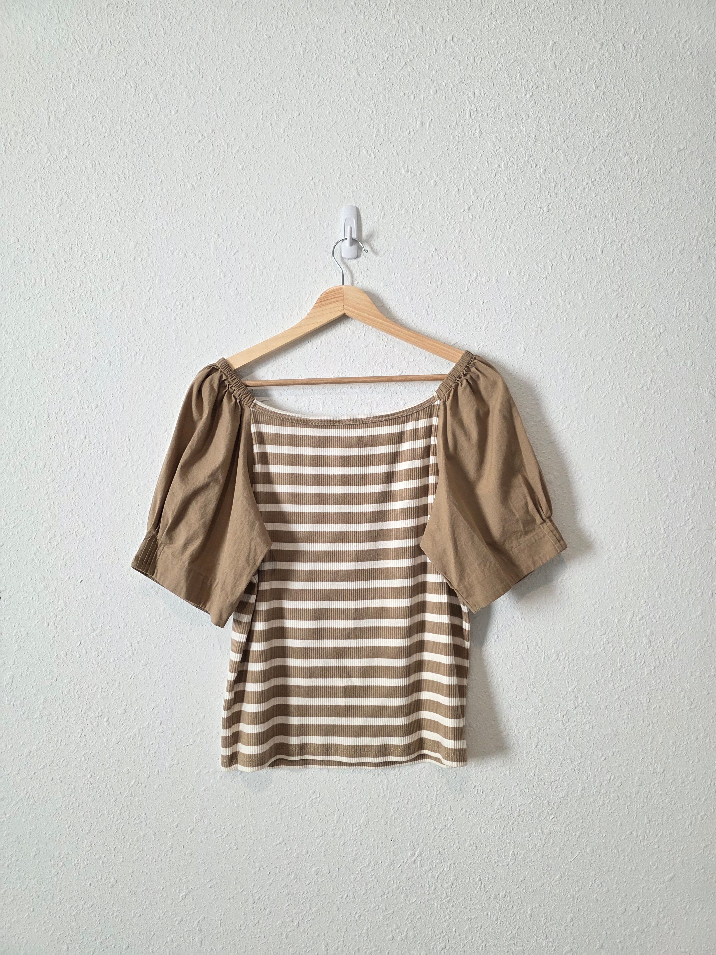J.Crew Brown Striped Top (XL)