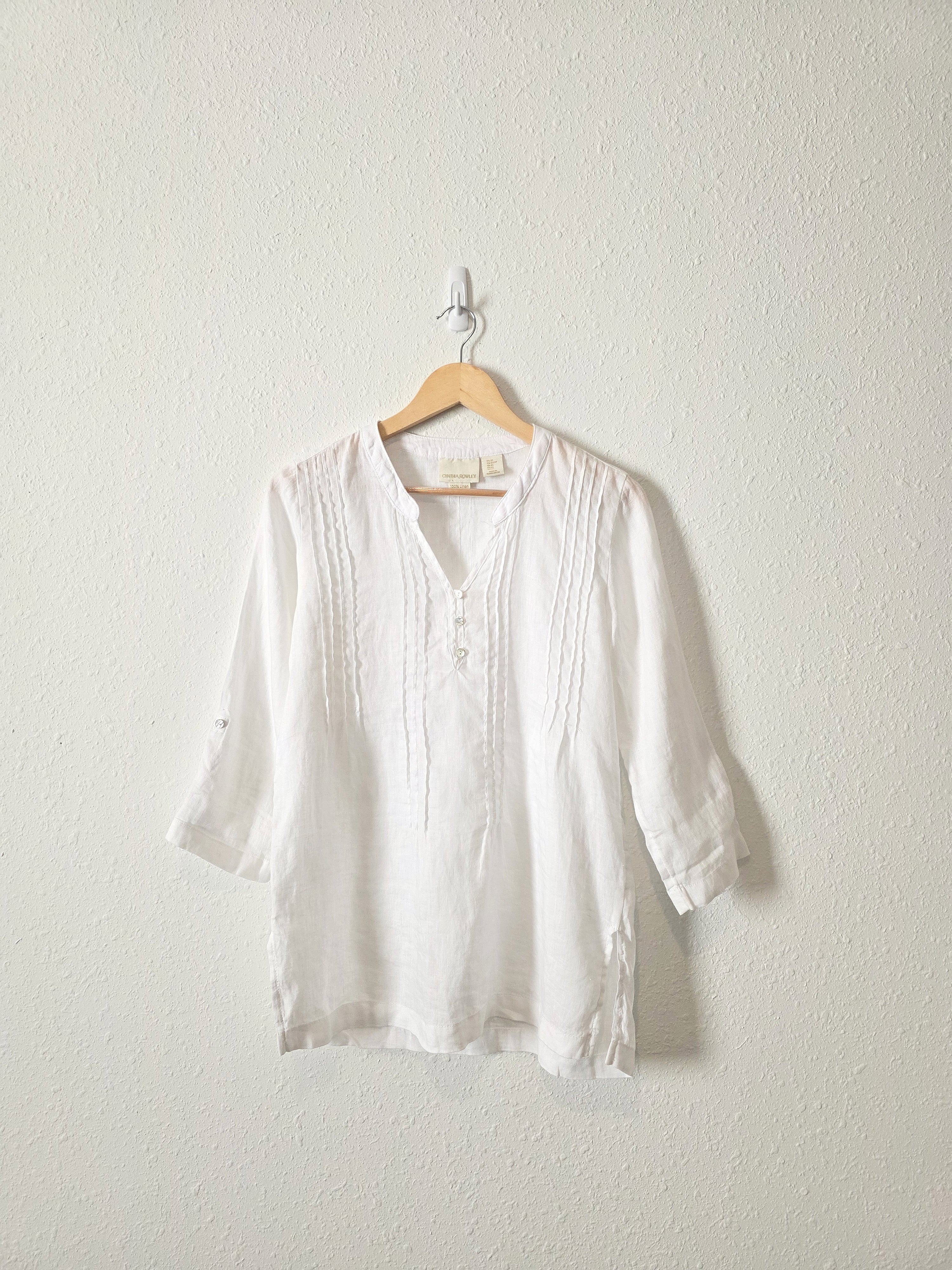White Relaxed Linen Top (XS)