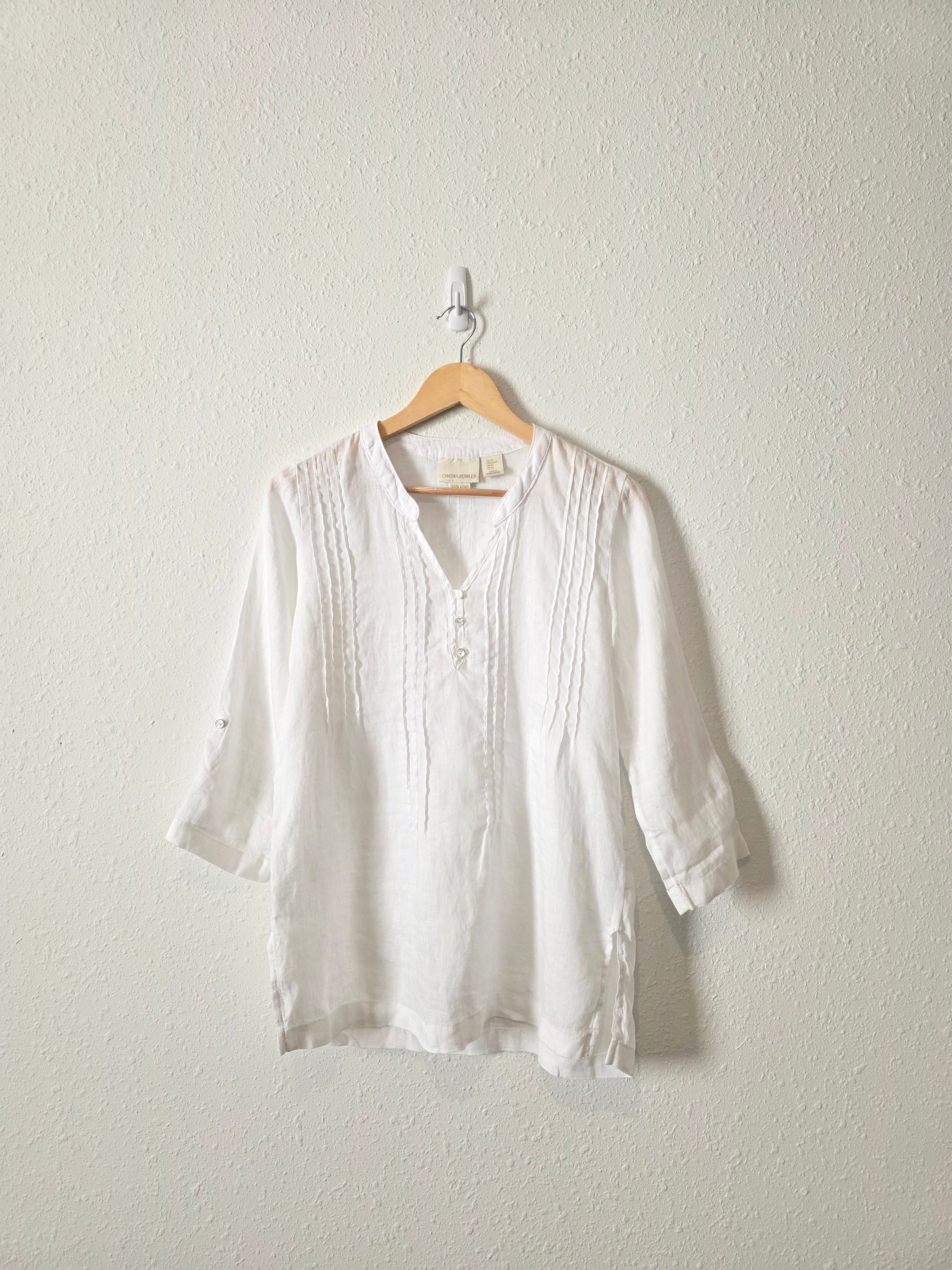 White Relaxed Linen Top (XS)