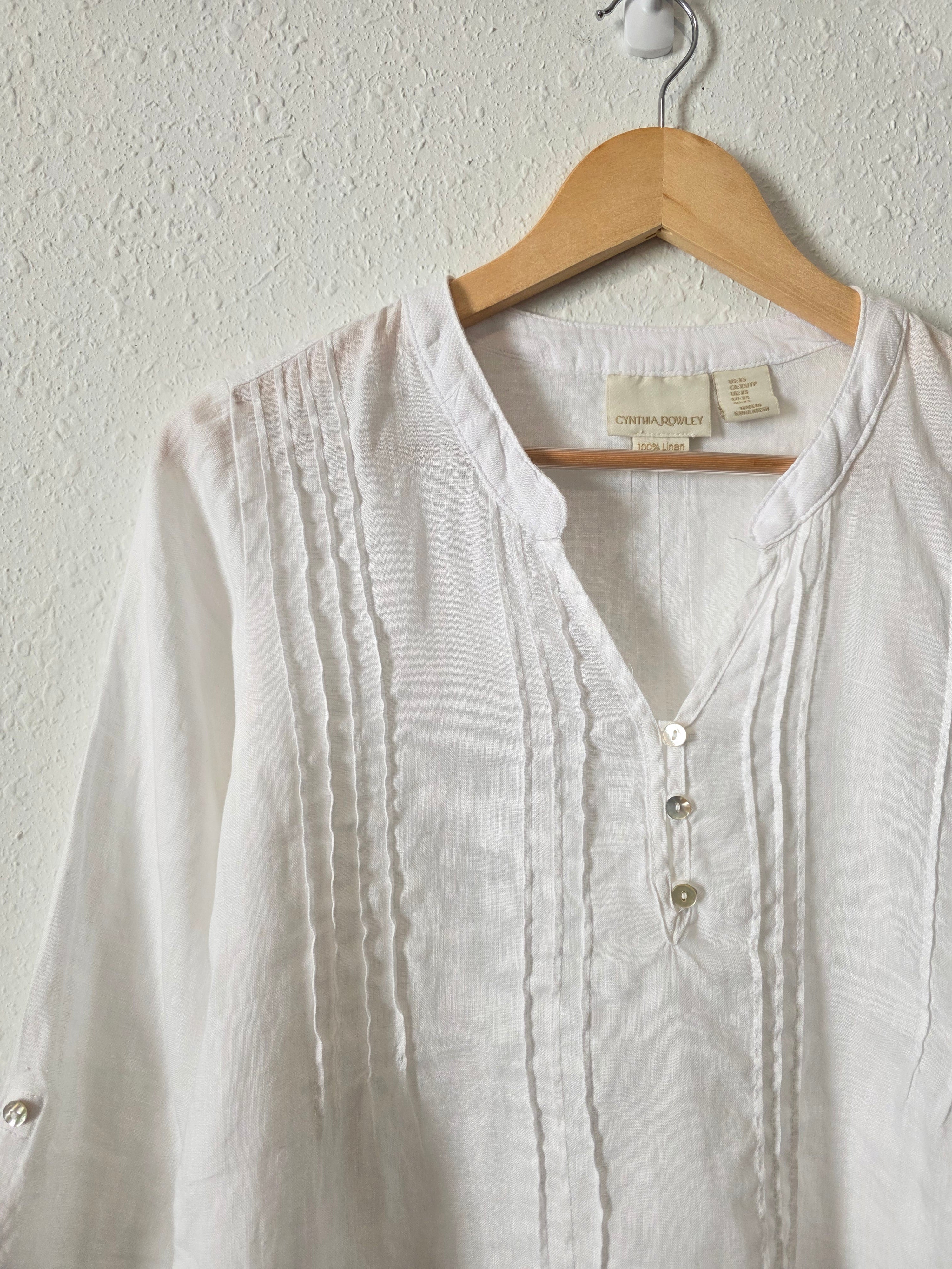 White Relaxed Linen Top (XS)