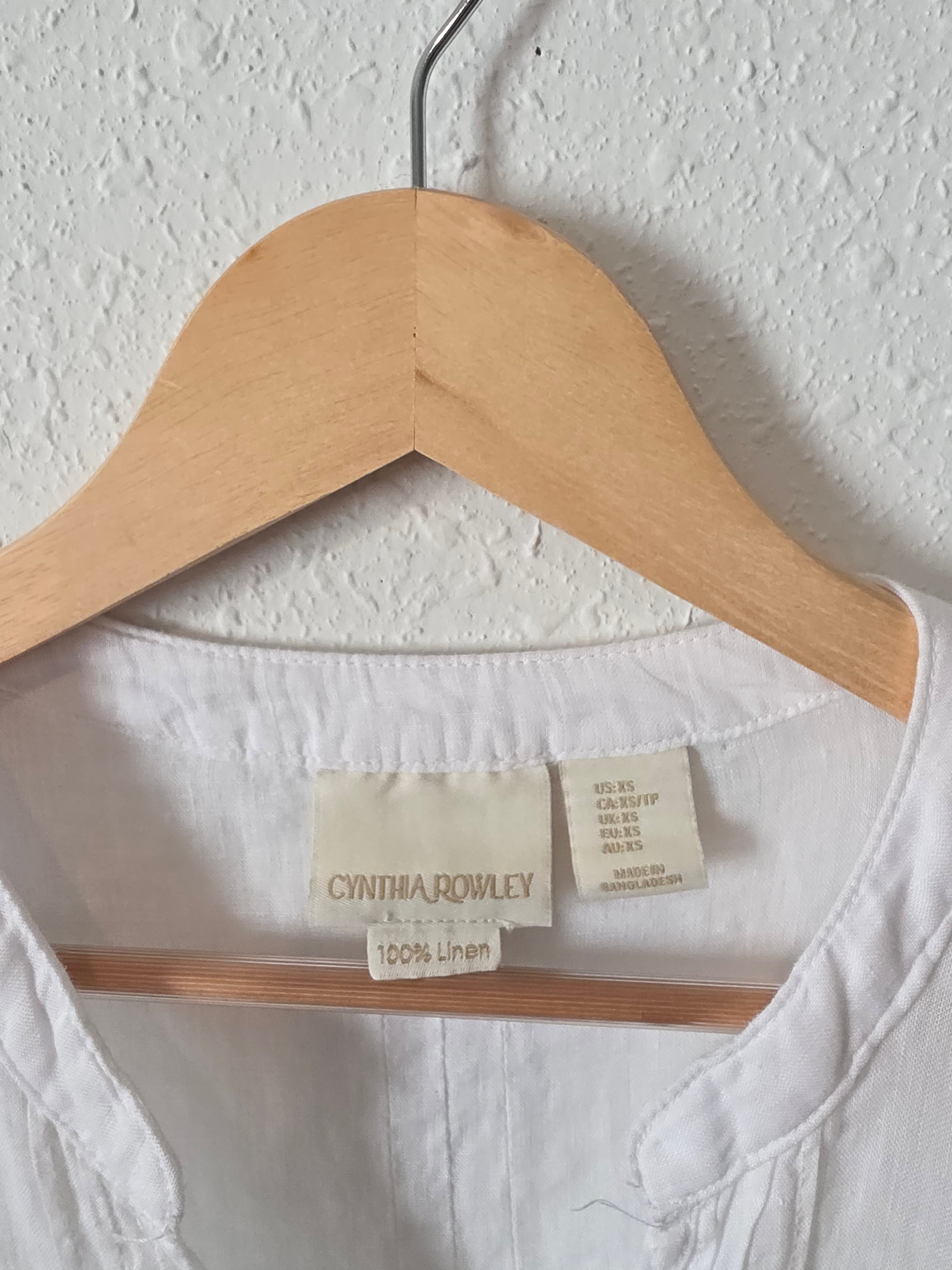White Relaxed Linen Top (XS)