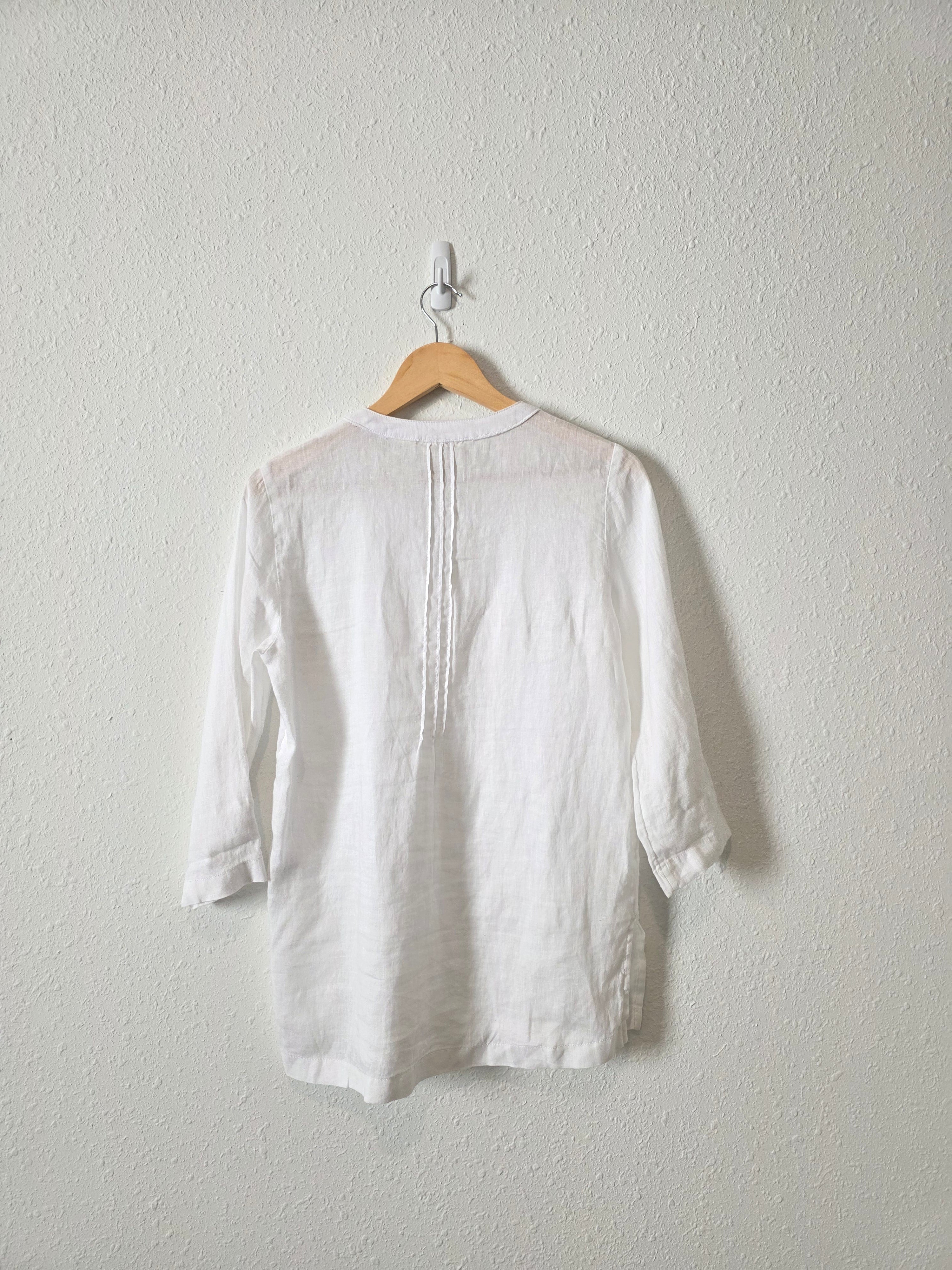 White Relaxed Linen Top (XS)
