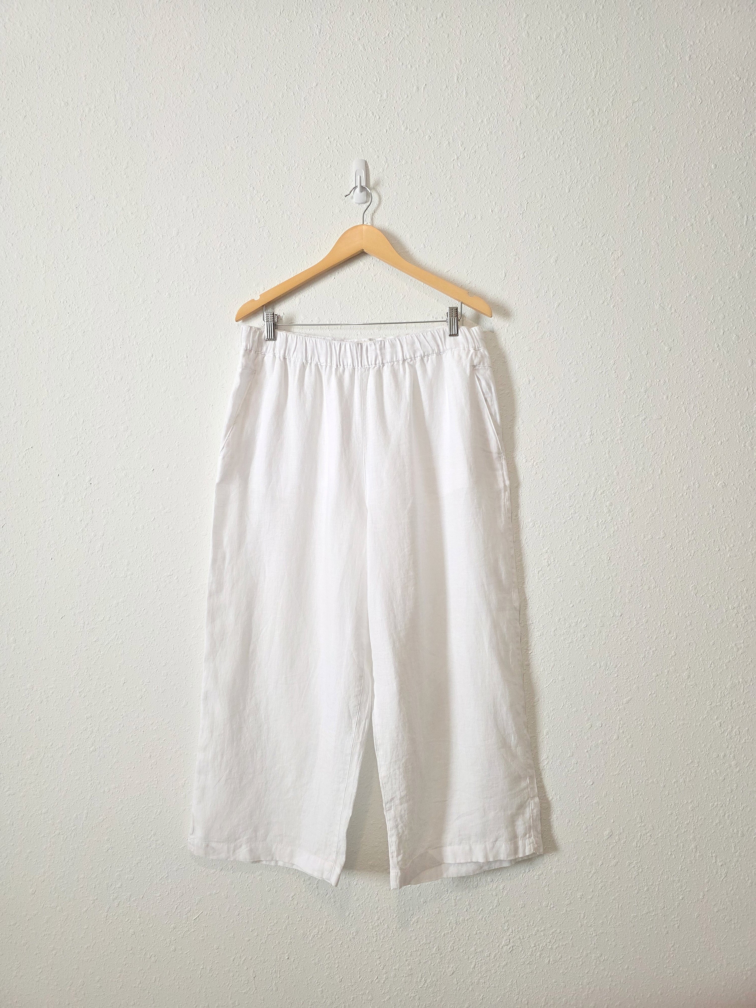 White Linen Wide Leg Pants (XL)
