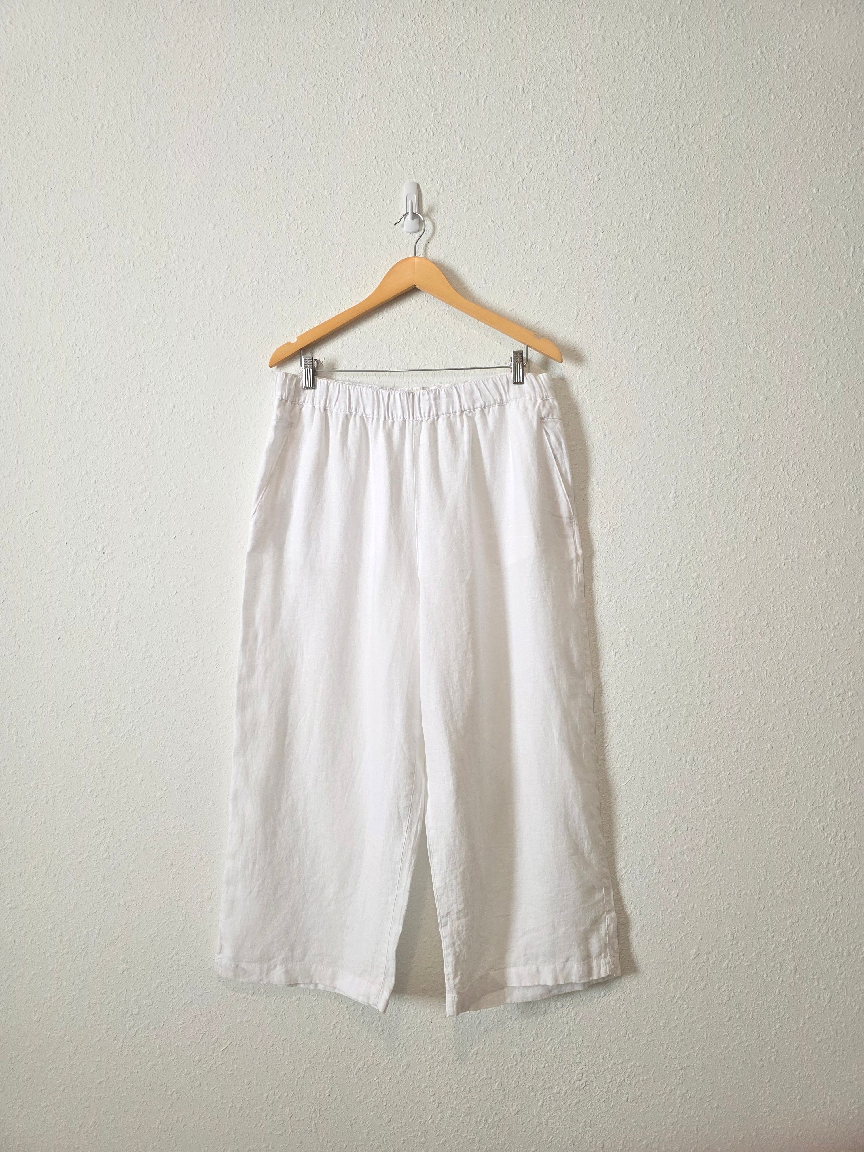 White Linen Wide Leg Pants (XL)
