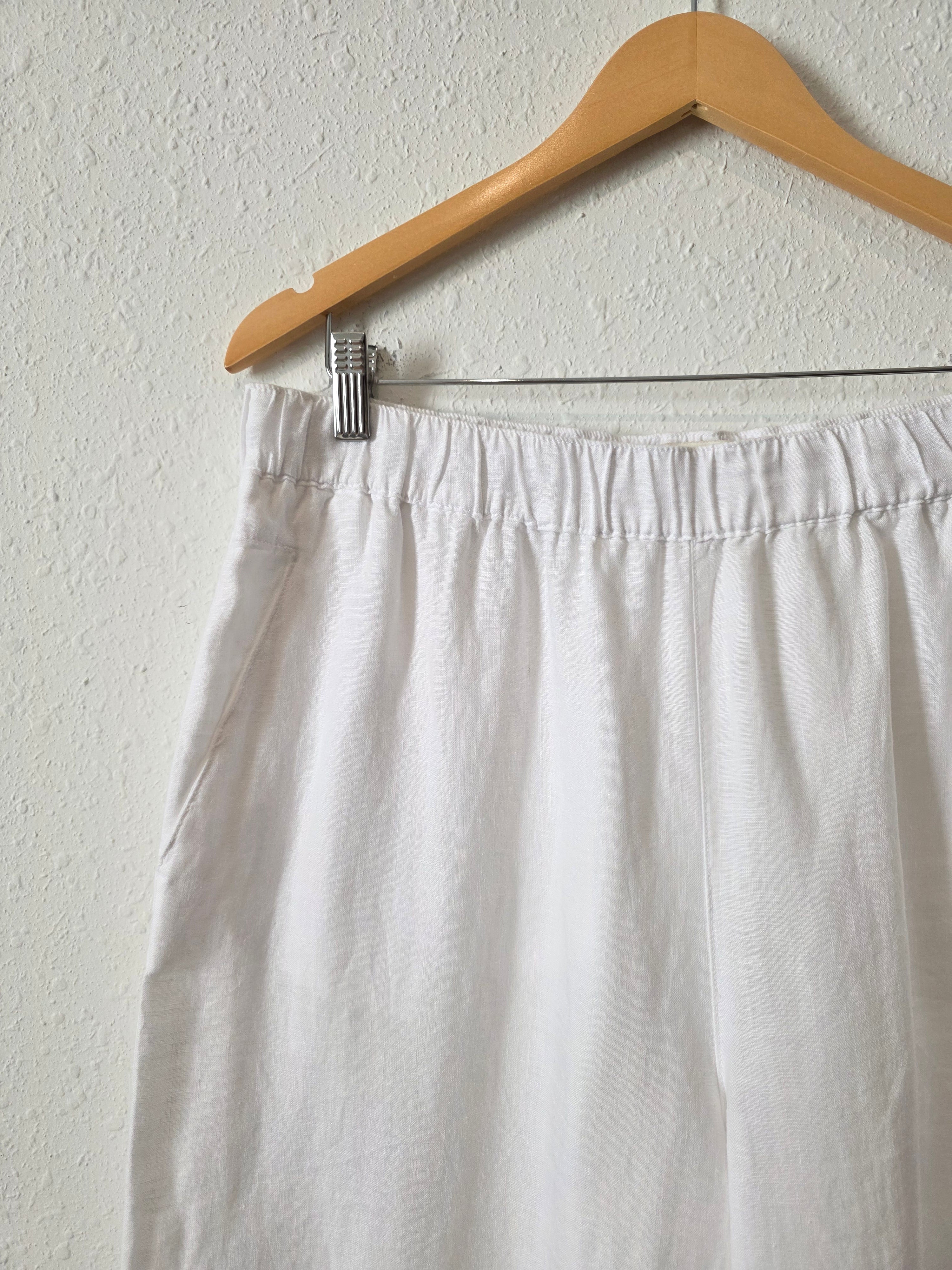 White Linen Wide Leg Pants (XL)