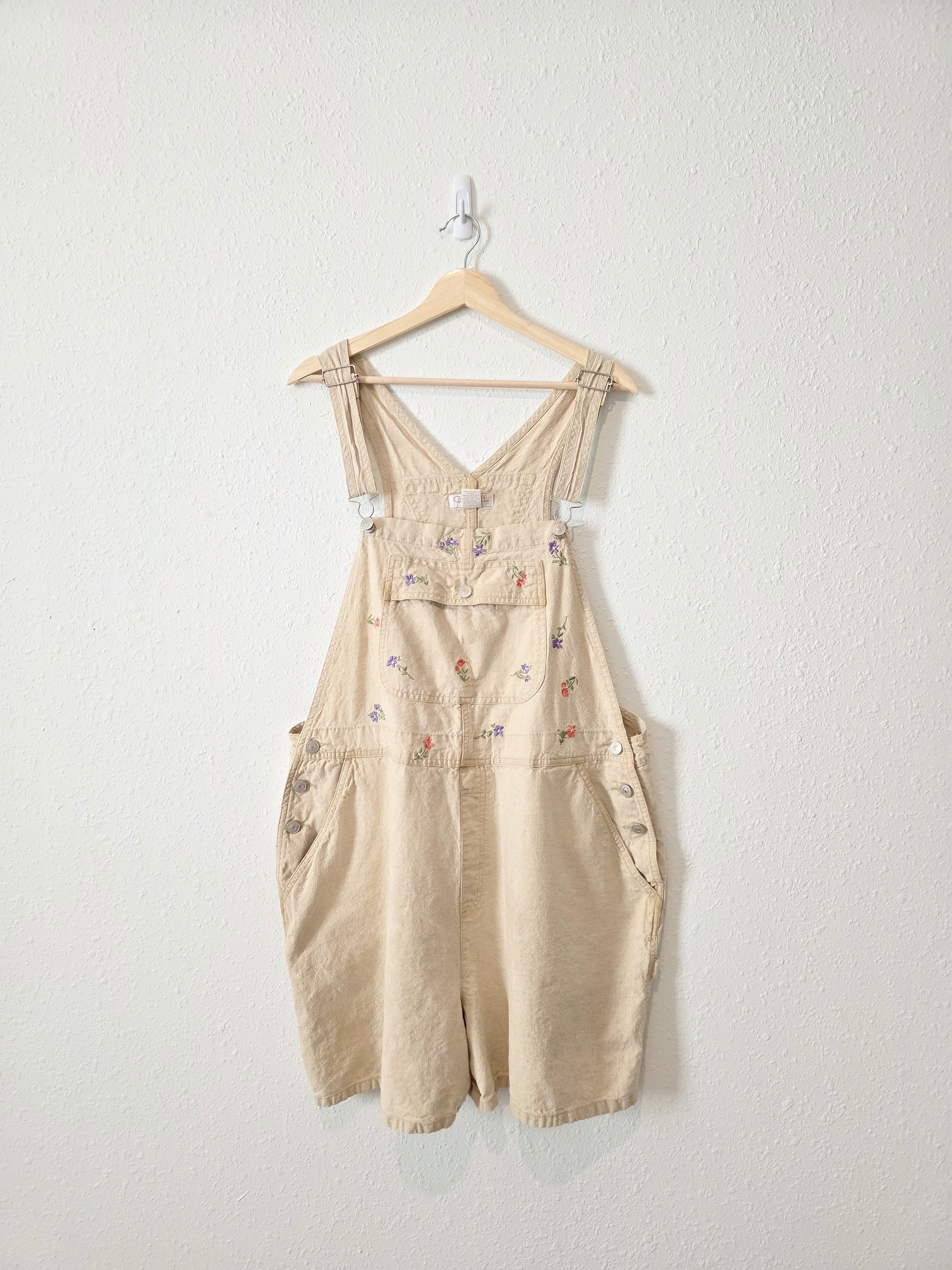 Vintage Floral Linen Shortalls (22W)