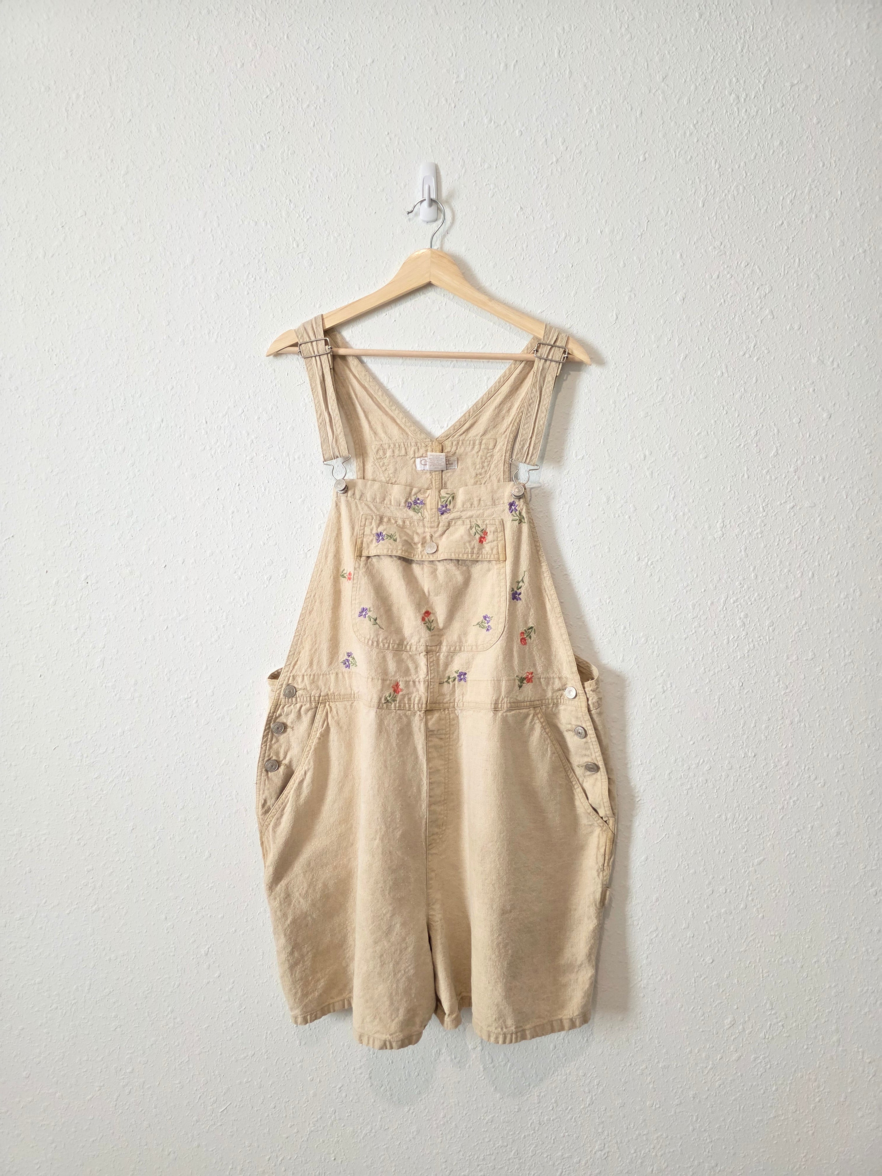 Vintage Floral Linen Shortalls (22W)