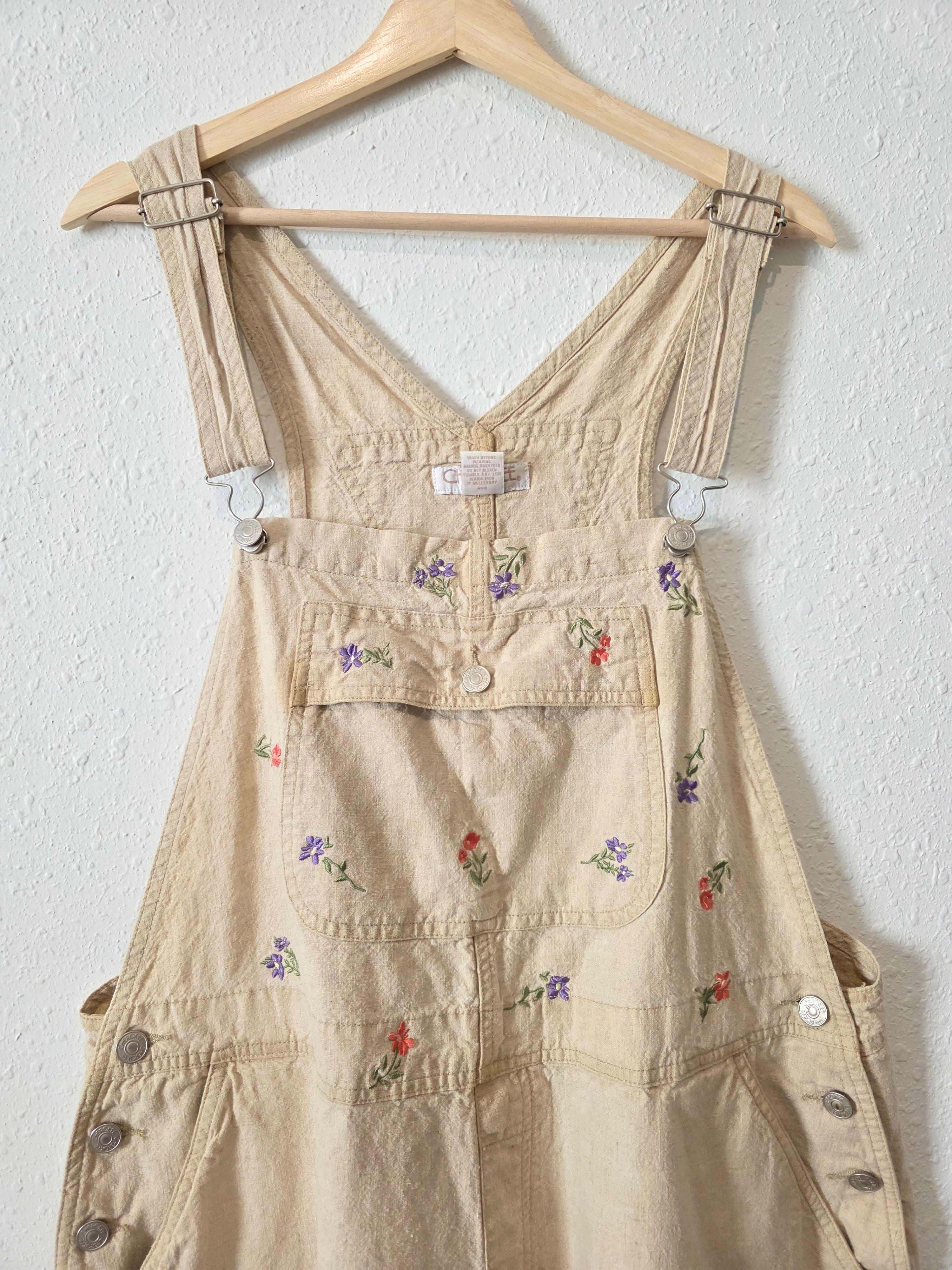Vintage Floral Linen Shortalls (22W)