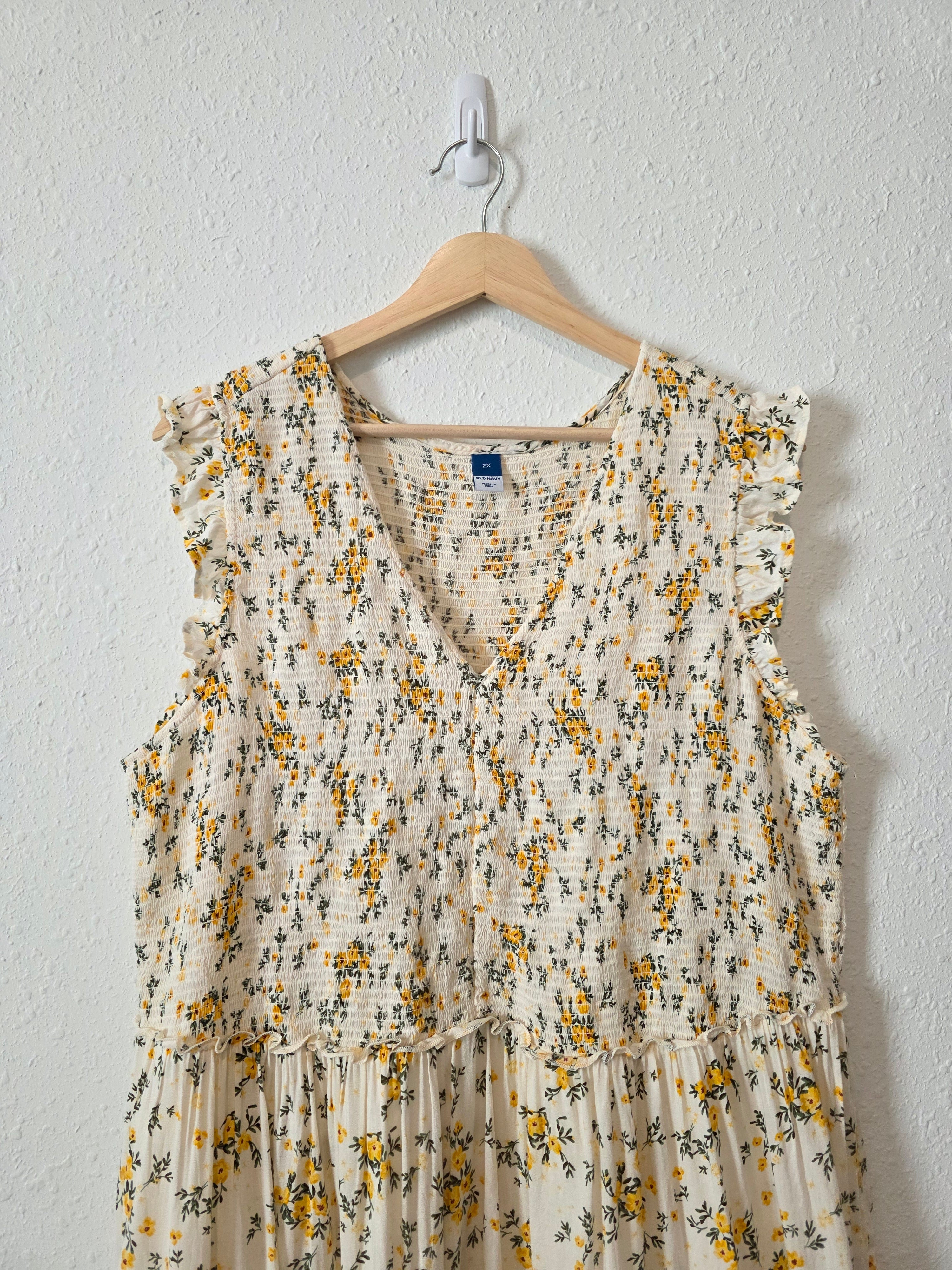 Floral Smocked Midi Dress (2X)